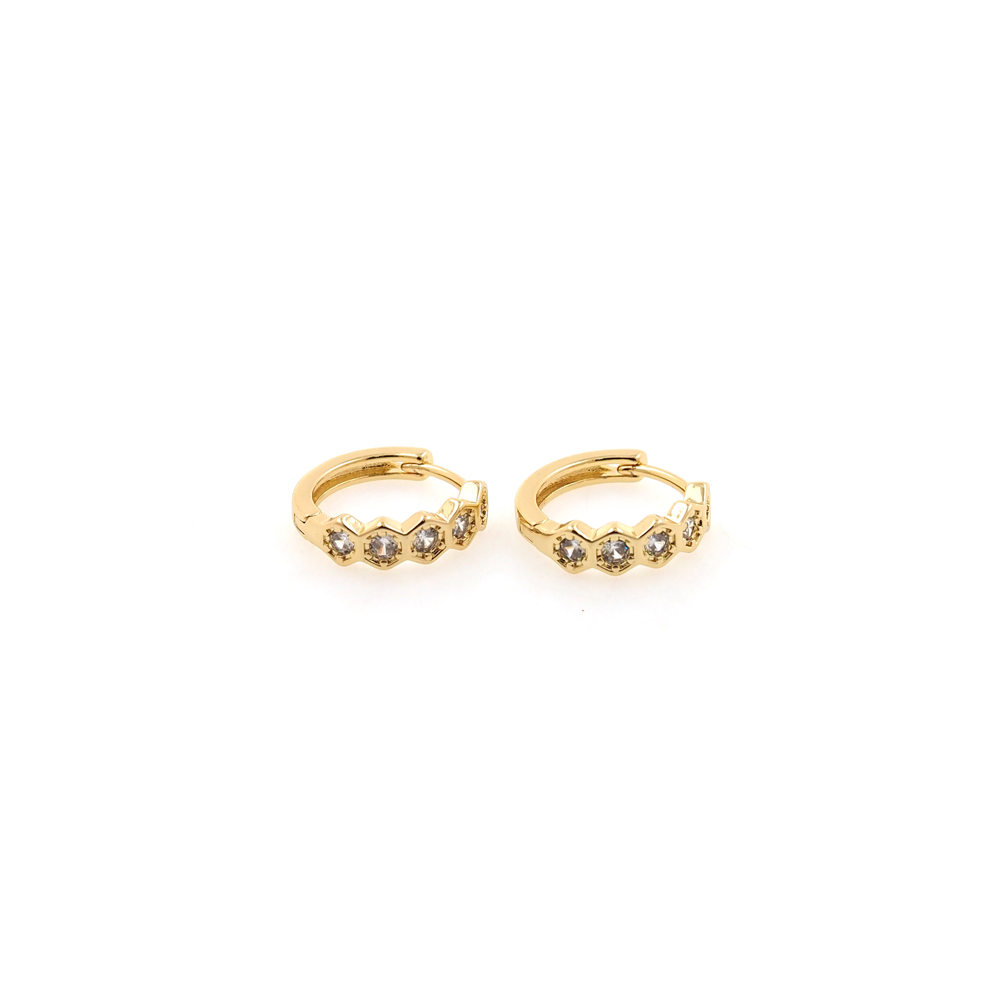 18K Gold Filled Hexagon Hoop Earrings,CZ Hoops,Dainty Thin Earrings,Gold Hoops,Minimalist Hoops Huggie