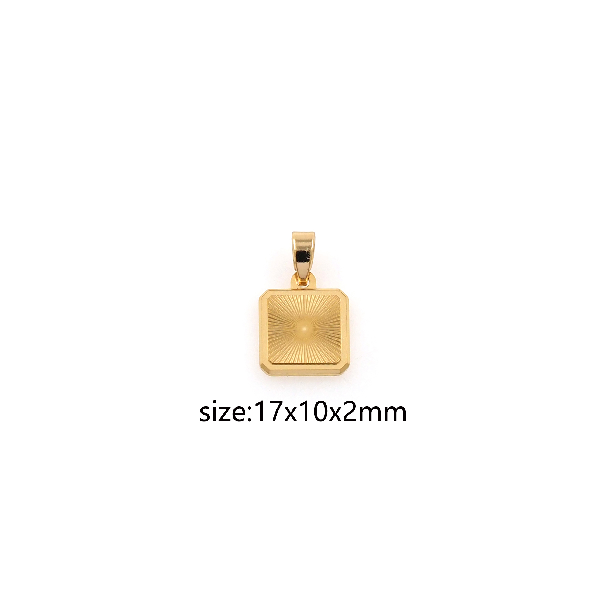 18K Gold Filled Square Pendant,Dainty Square Charm Earrings Necklace for DIY Jewelry Making Supply