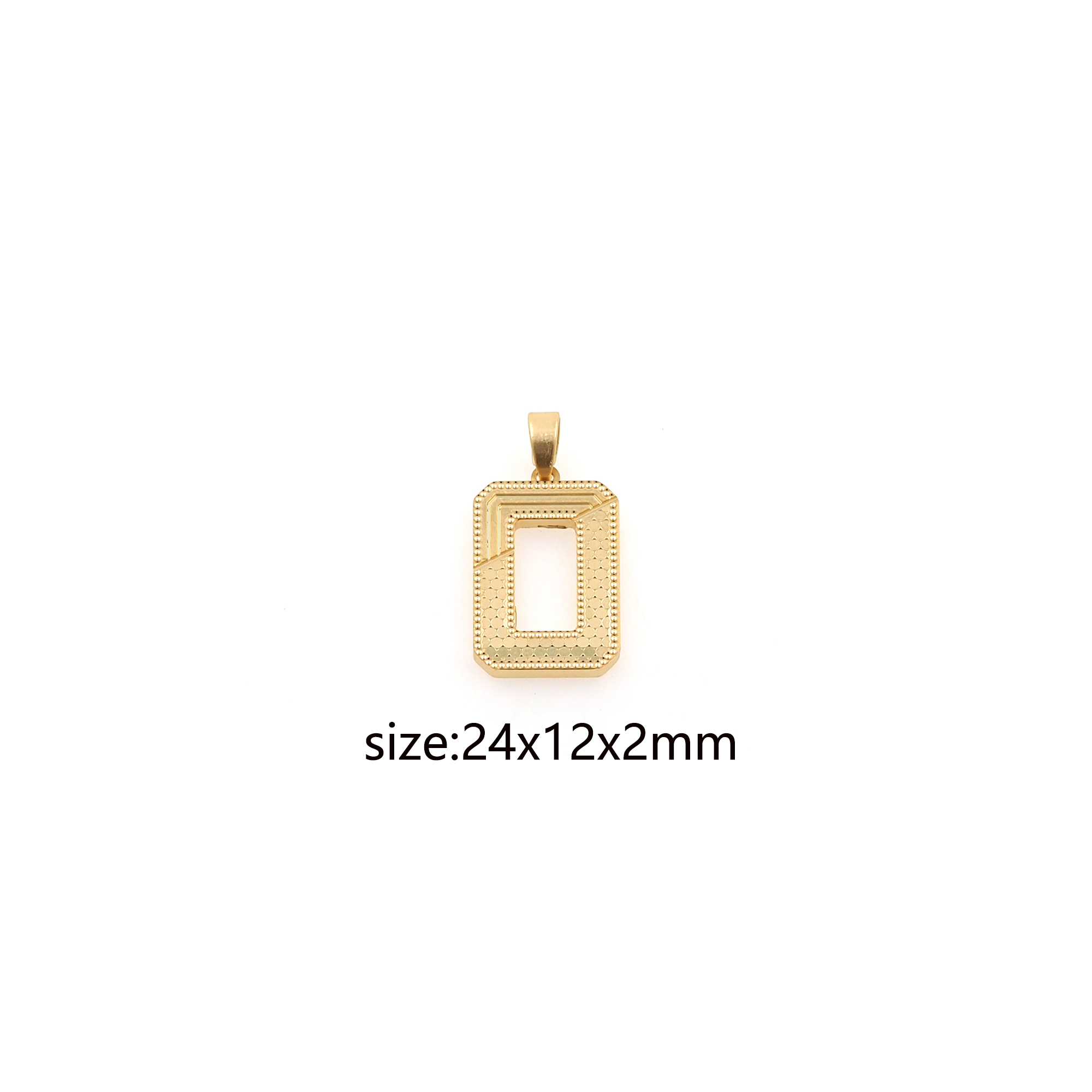 18K Gold Filled Rectangle Pendant,Dainty Rectangle Charm Earrings Necklace for DIY Jewelry Making Supply