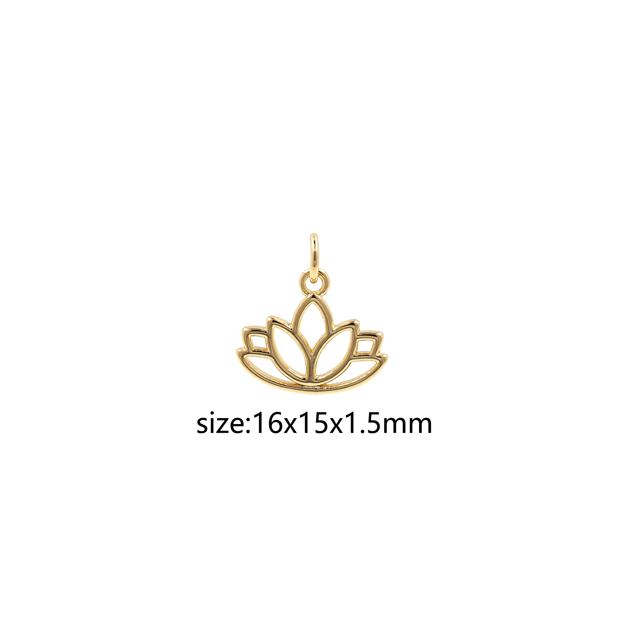 18K Gold Filled Lotus Pendant,Tiny Lotus Charm Earrings Necklace for DIY Jewelry Making Supply