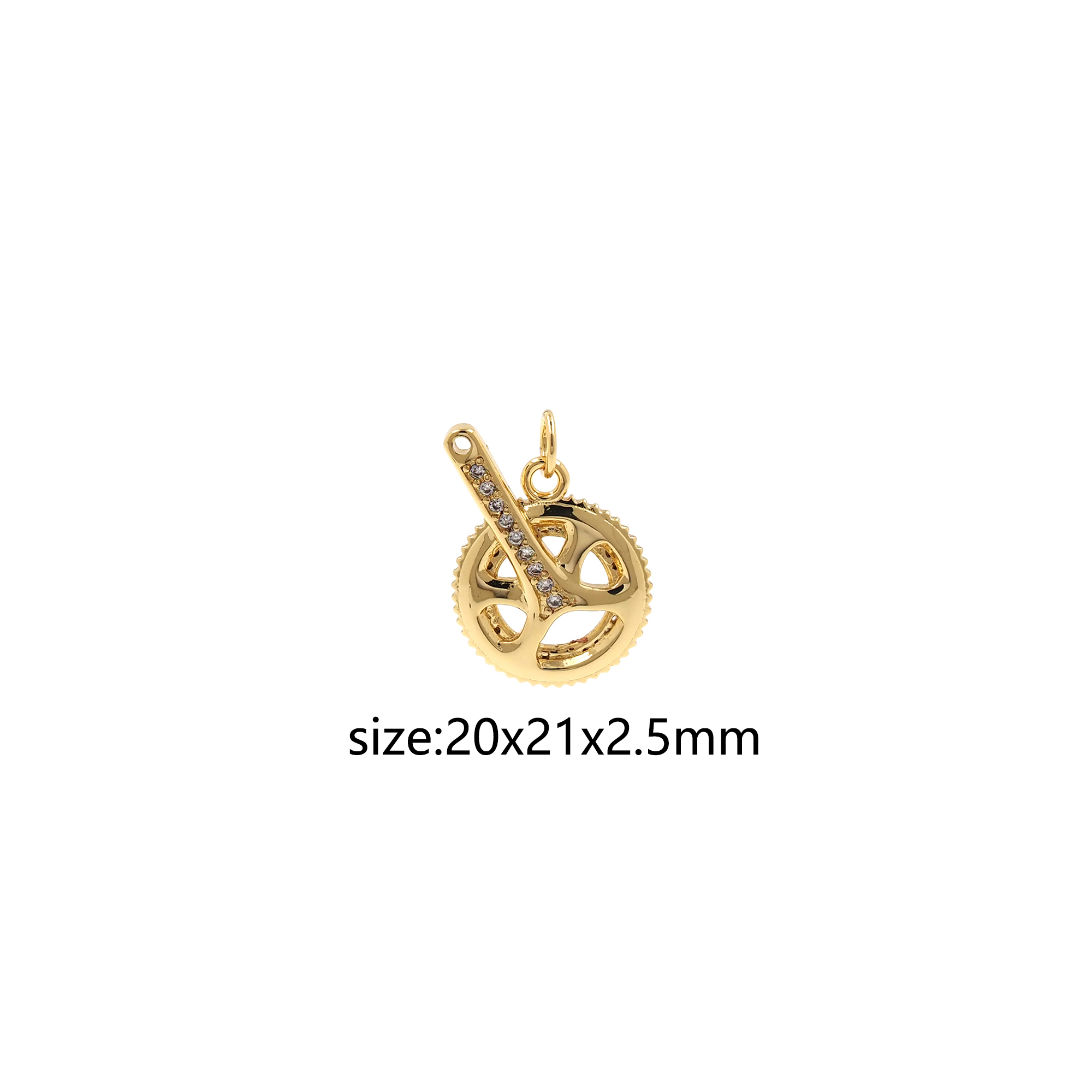 18K Gold Filled Gear Pendant,CZ Micro Pave Gear Charm Earrings Necklace for DIY Jewelry Making Supply