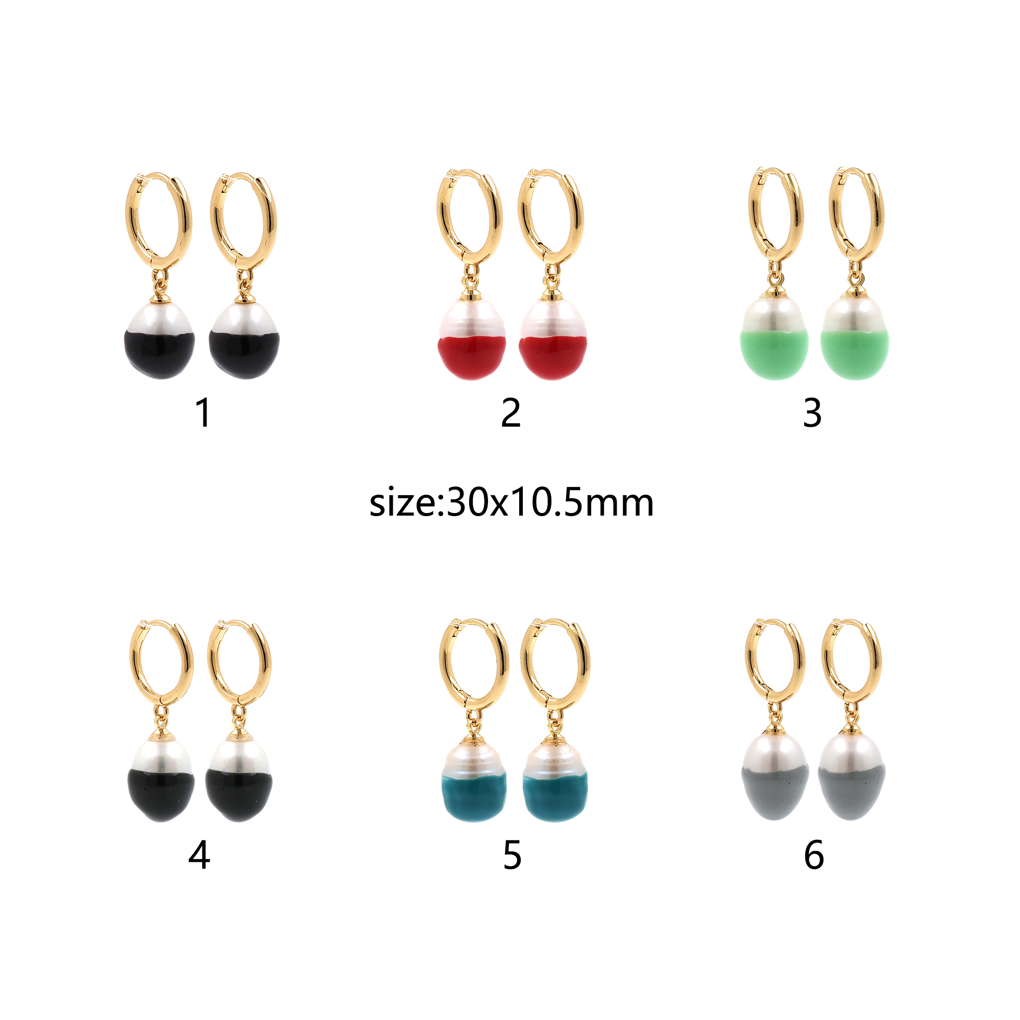 18K Gold Filled Pearl Hoop Earrings,Dainty Earrings,Enamel Hoops,Dainty Hoops Huggie