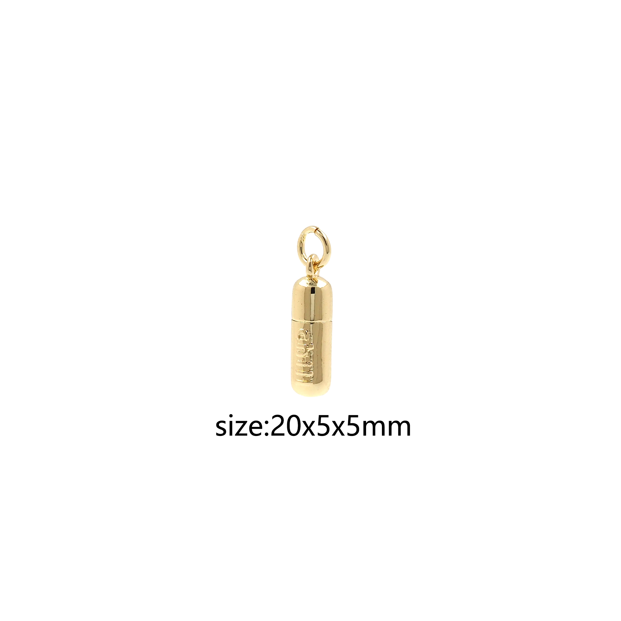 18K Gold Filled Pill Pendant,Capsule Charm Earrings Necklace for DIY Jewelry Making Supply