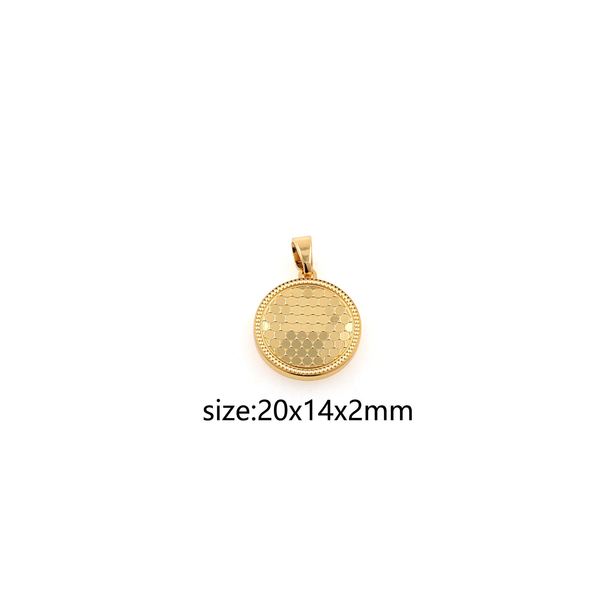 18K Gold Filled Round Pendant,Disc Charm Earrings Necklace for DIY Jewelry Making Supply