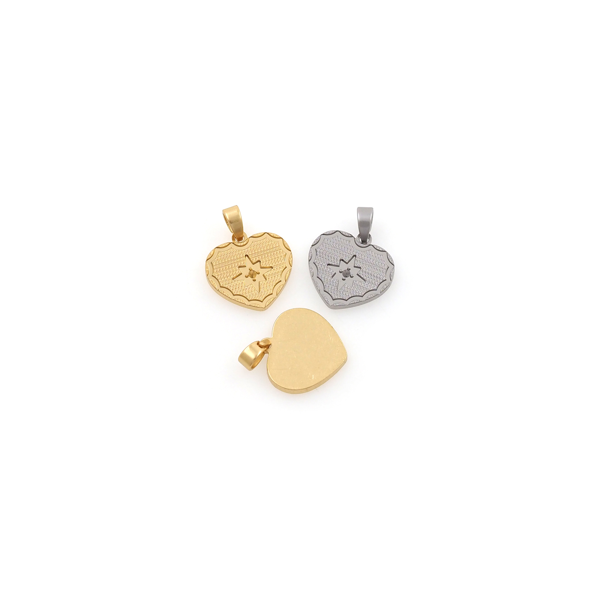 18K Gold Filled Heart Pendant,Dainty Love Heart Charm Earrings Necklace for DIY Jewelry Making Supply
