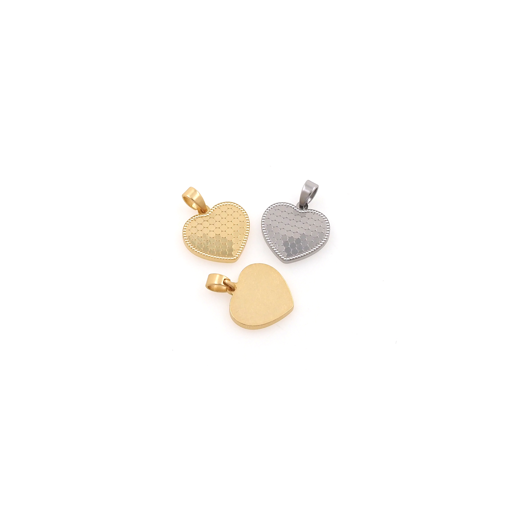 18K Gold Filled Heart Pendant,Dainty Heart Charm Earrings Necklace for DIY Jewelry Making Supply