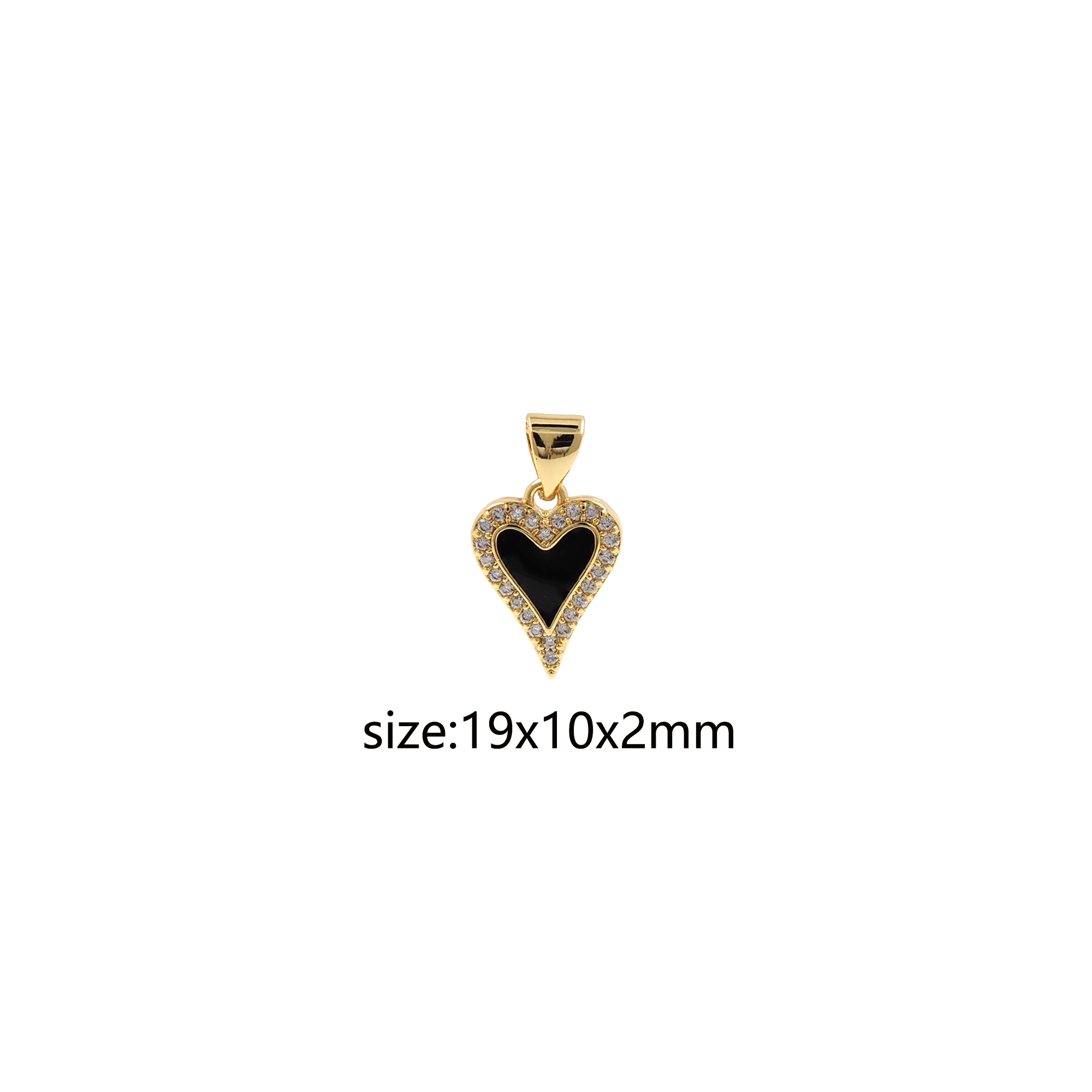 18K Gold Filled Enamel Heart Pendant,CZ Micro Pave Heart Charm Earrings Necklace for DIY Jewelry Making Supply