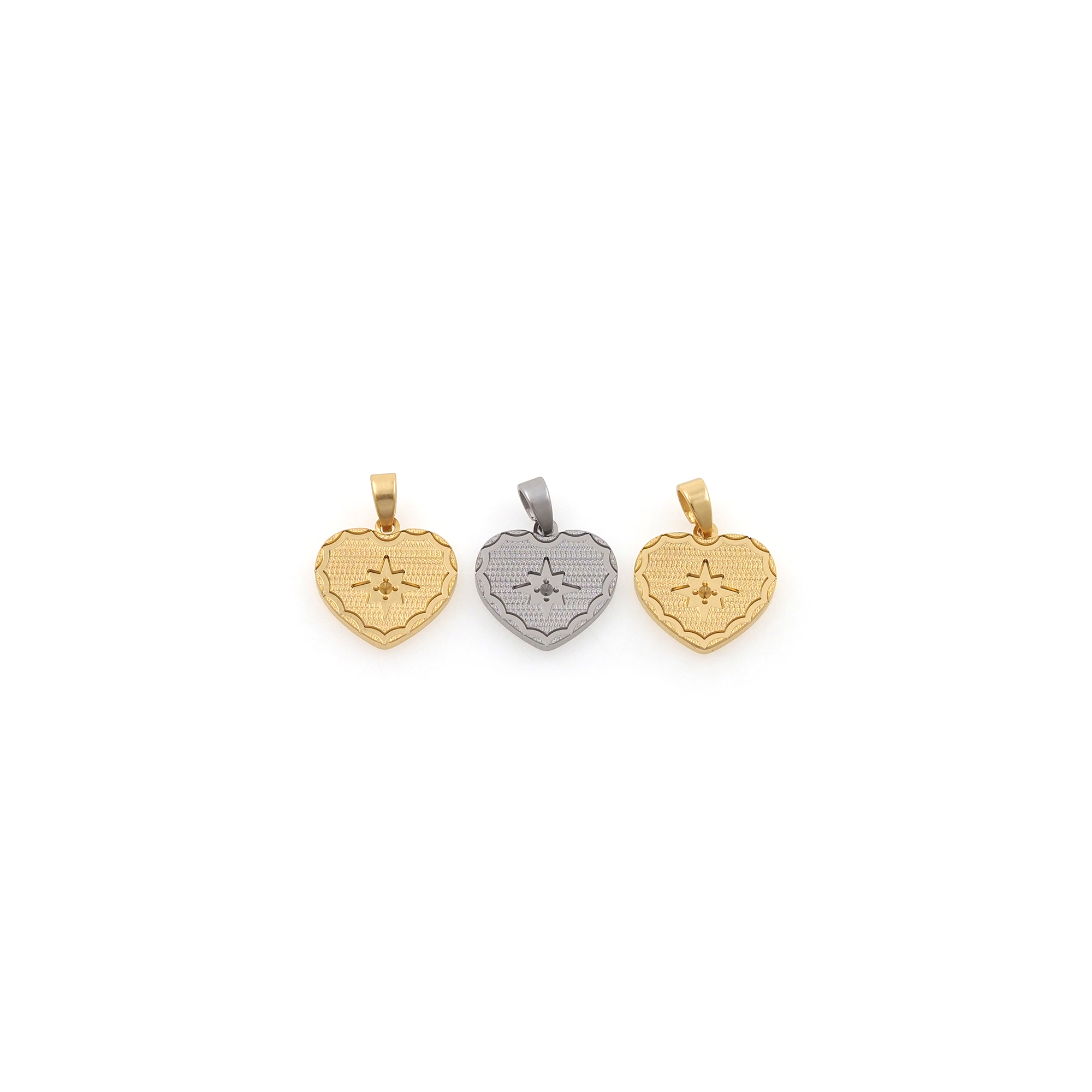 18K Gold Filled Heart Pendant,Dainty Love Heart Charm Earrings Necklace for DIY Jewelry Making Supply