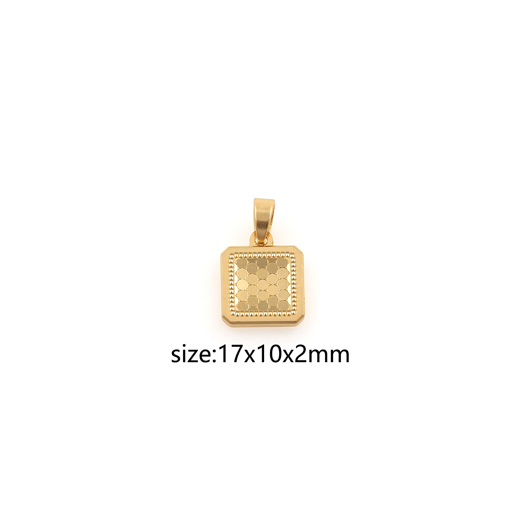18K Gold Filled Square Pendant,Dainty Square Charm Earrings Necklace for DIY Jewelry Making Supply