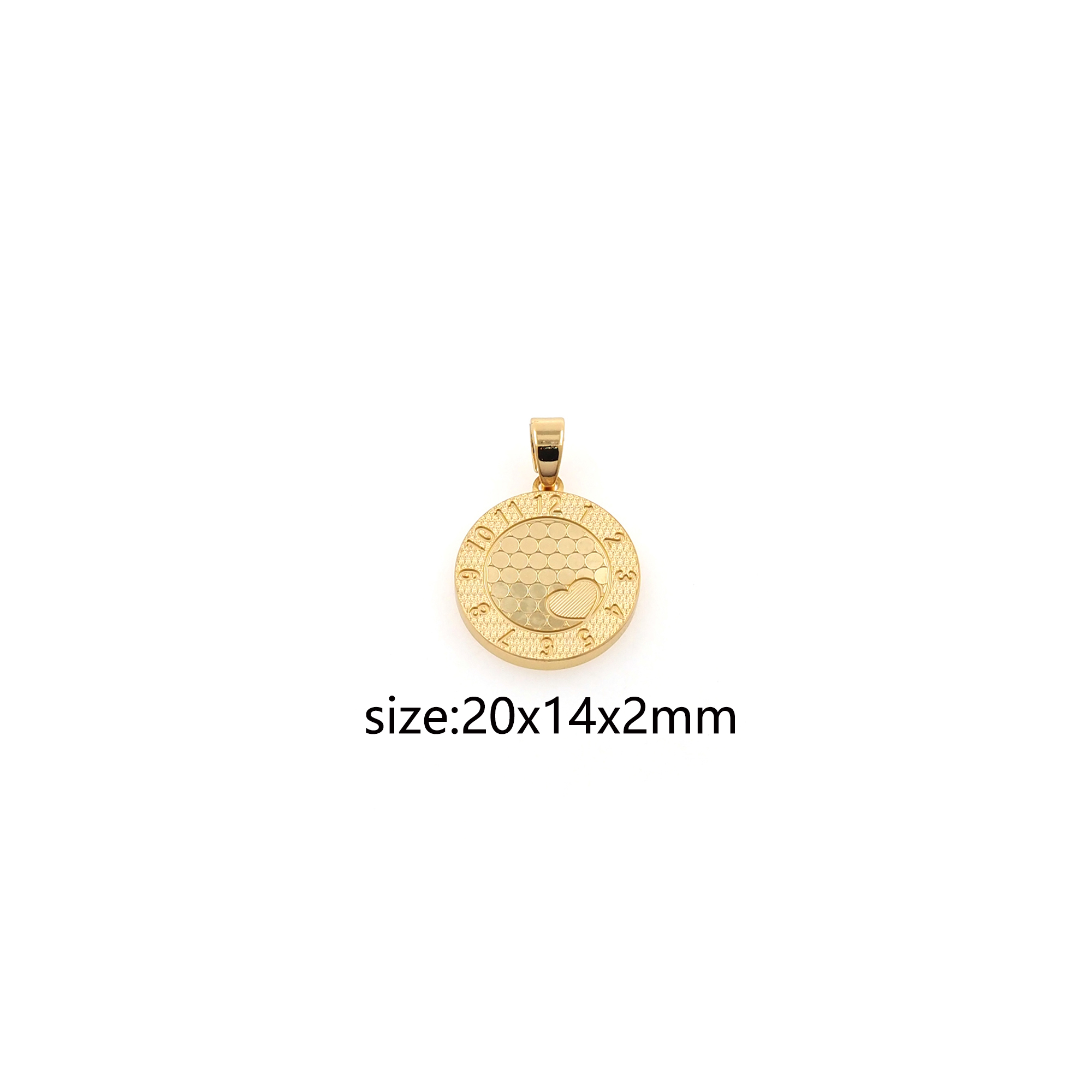 18K Gold Filled Heart Pendant,Round Heart Charm Earrings Necklace for DIY Jewelry Making Supply