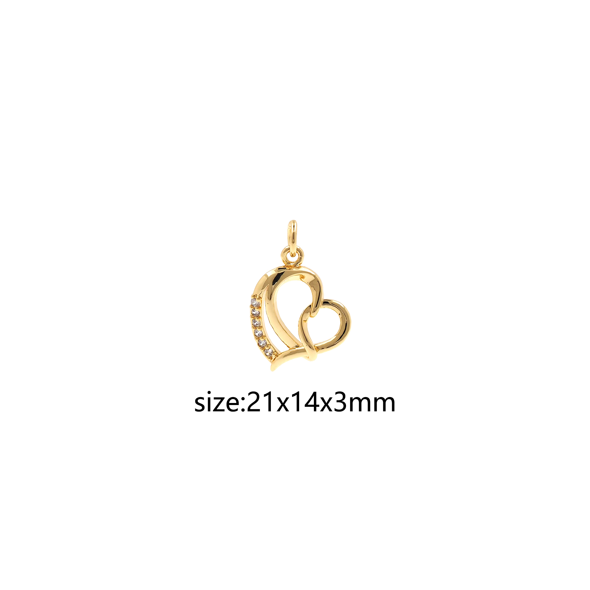 18K Gold Filled Heart Pendant,CZ Micro Pave Heart Charm Earrings Necklace for DIY Jewelry Making Supply