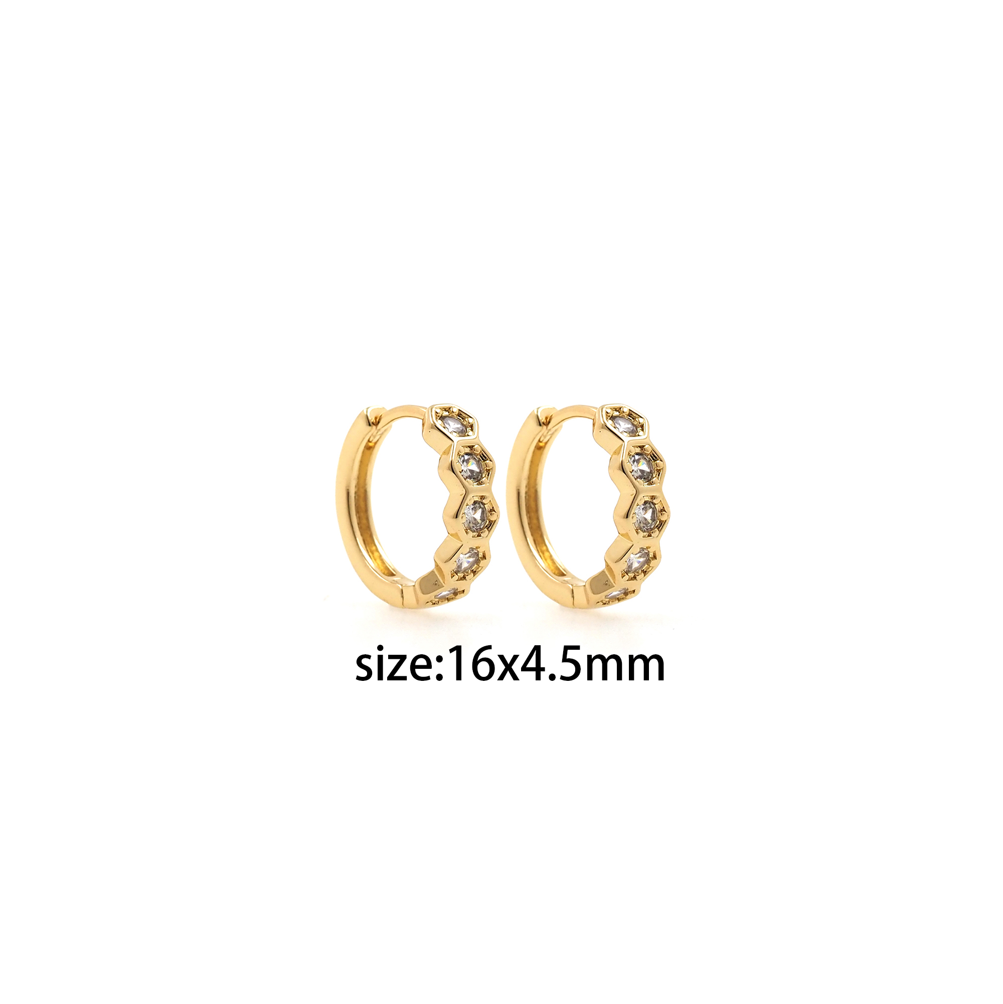 18K Gold Filled Hexagon Hoop Earrings,CZ Hoops,Dainty Thin Earrings,Gold Hoops,Minimalist Hoops Huggie