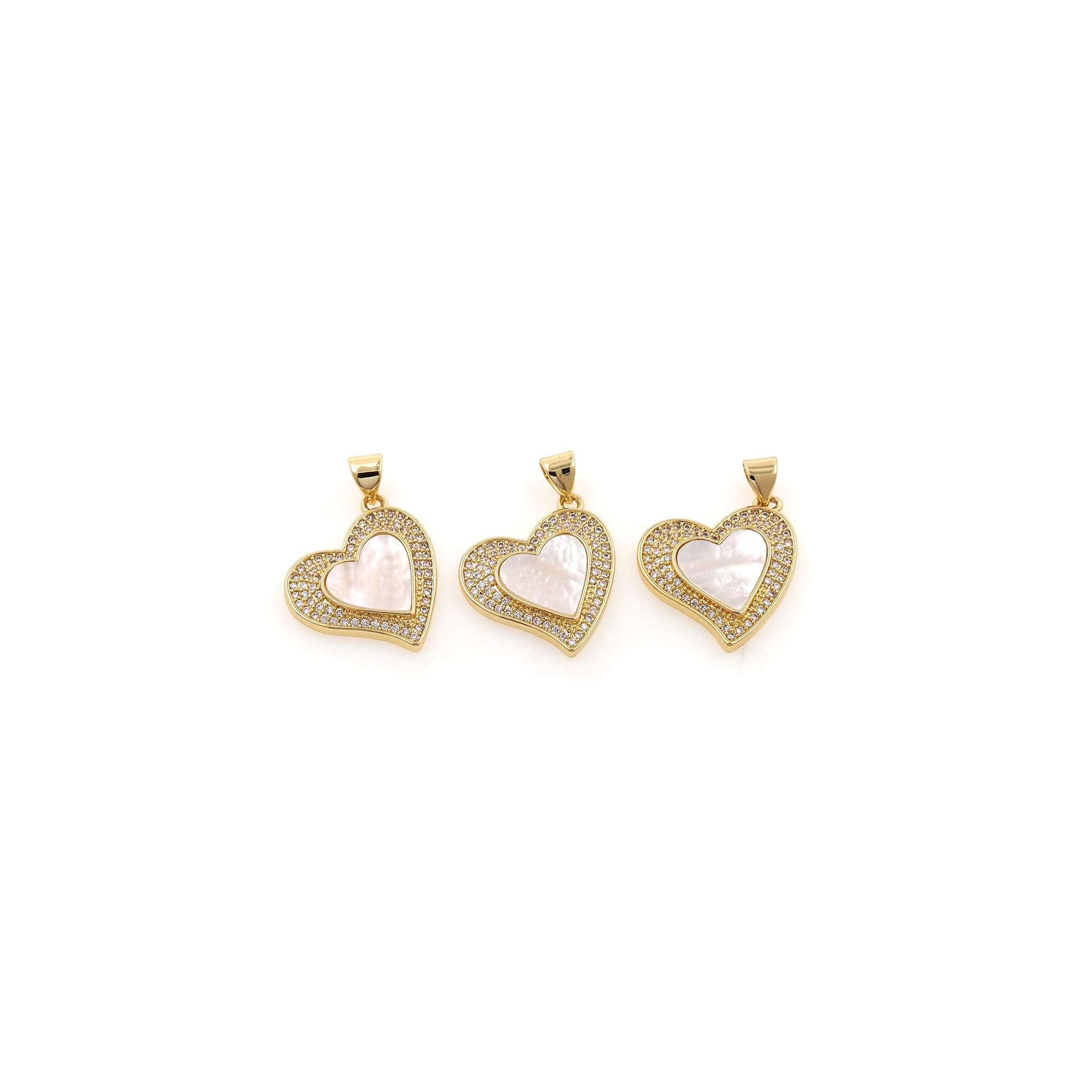 18K Gold Filled Heart Pendant,CZ Micro Pave Heart Charm Earrings Necklace for DIY Jewelry Making Supply