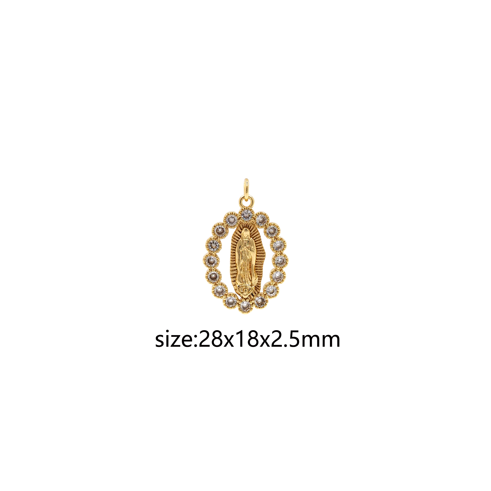 18K Gold Filled Virgin Mary Pendant,CZ Micro Pave Religious Chamr Earrings Necklace for DIY Jewelry Making Supply