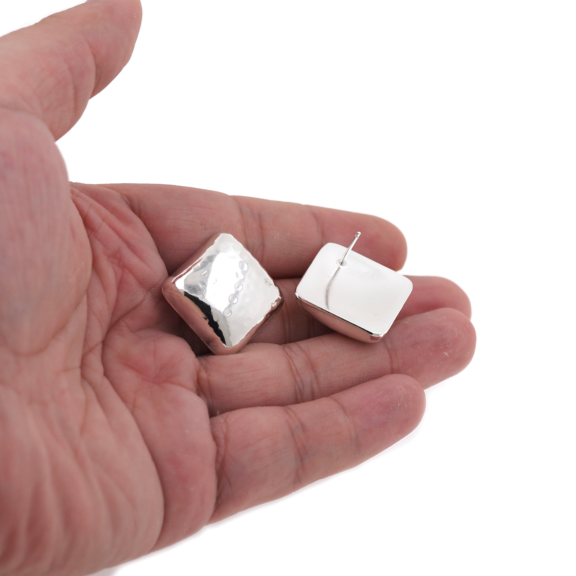 Silver Square Stud Earrings,Square Earrings,Dainty Earrings,Minimalist Earring,Gift for Wife