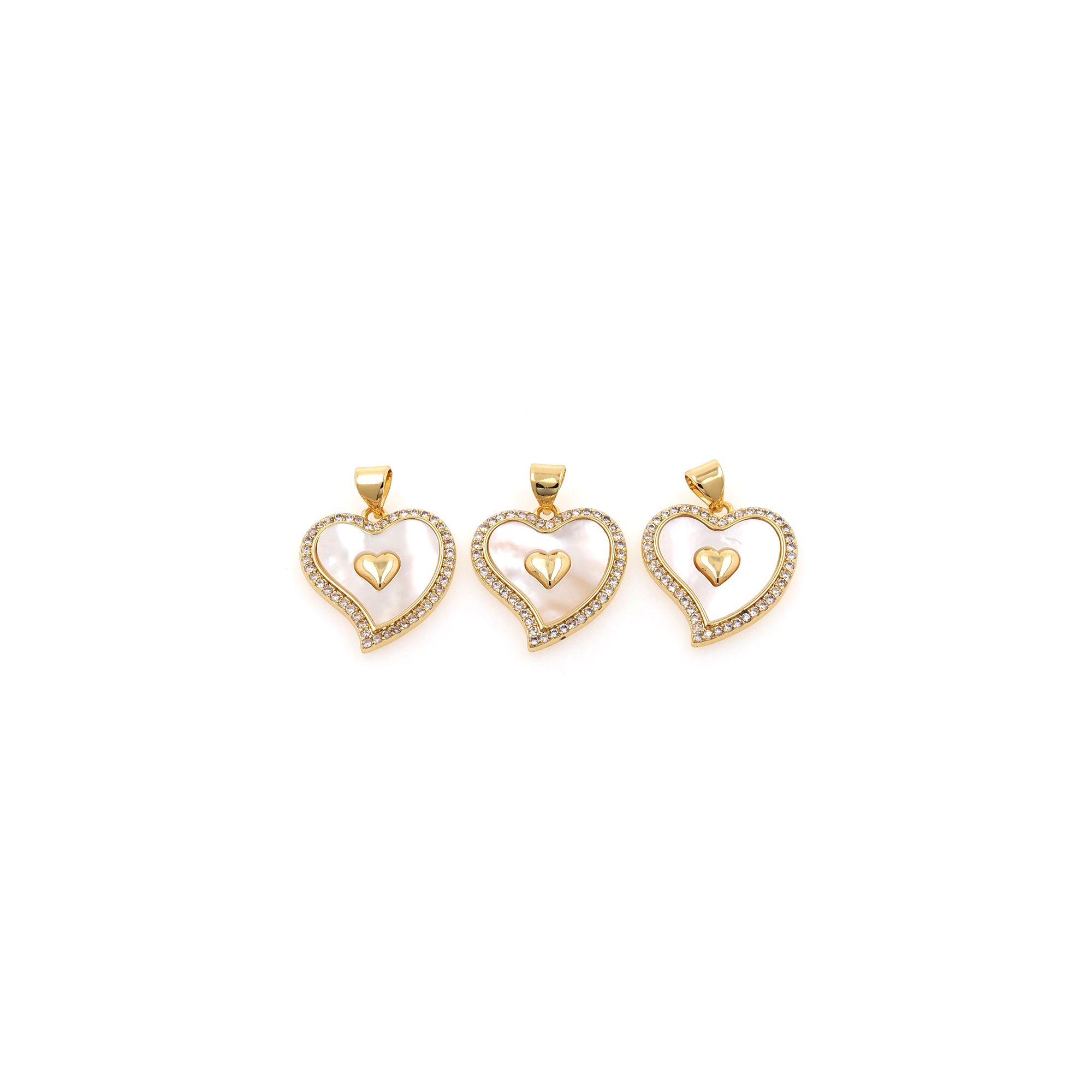 CZ Micro Pave Heart Pendant,18K Gold Filled Heart Charm Earrings Necklace for DIY Jewelry Making Supply