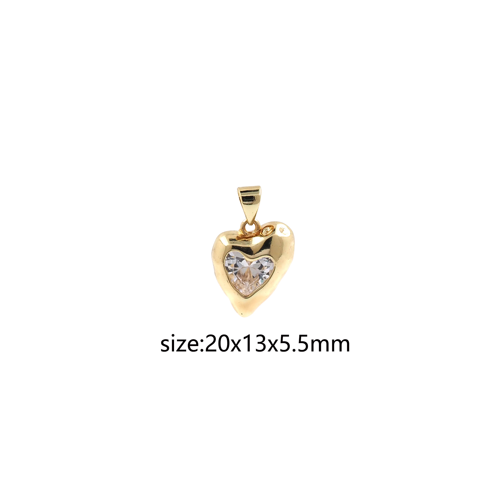 18K Gold Filled Heart Pendant,CZ Micro Pave Heart Charm Earrings Necklace for DIY Jewelry Making Supply