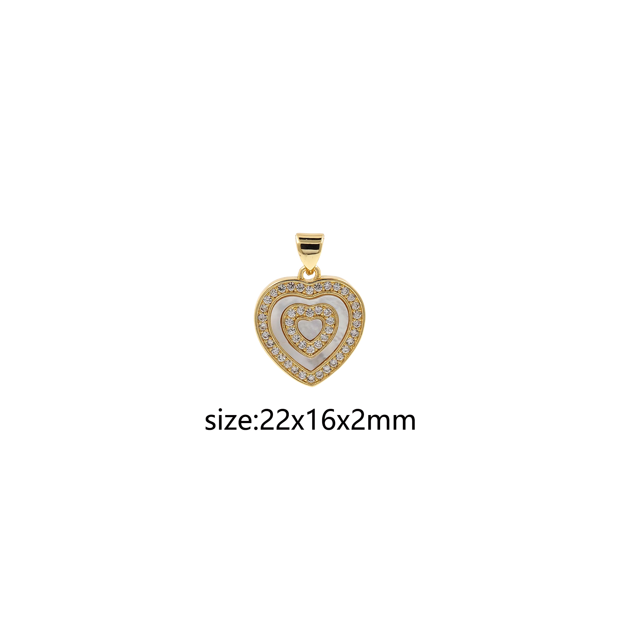 18K Gold Filled Heart Pendant,CZ Micro Pave Heart Charm Earrings Necklace for DIY Jewelry Making Supply