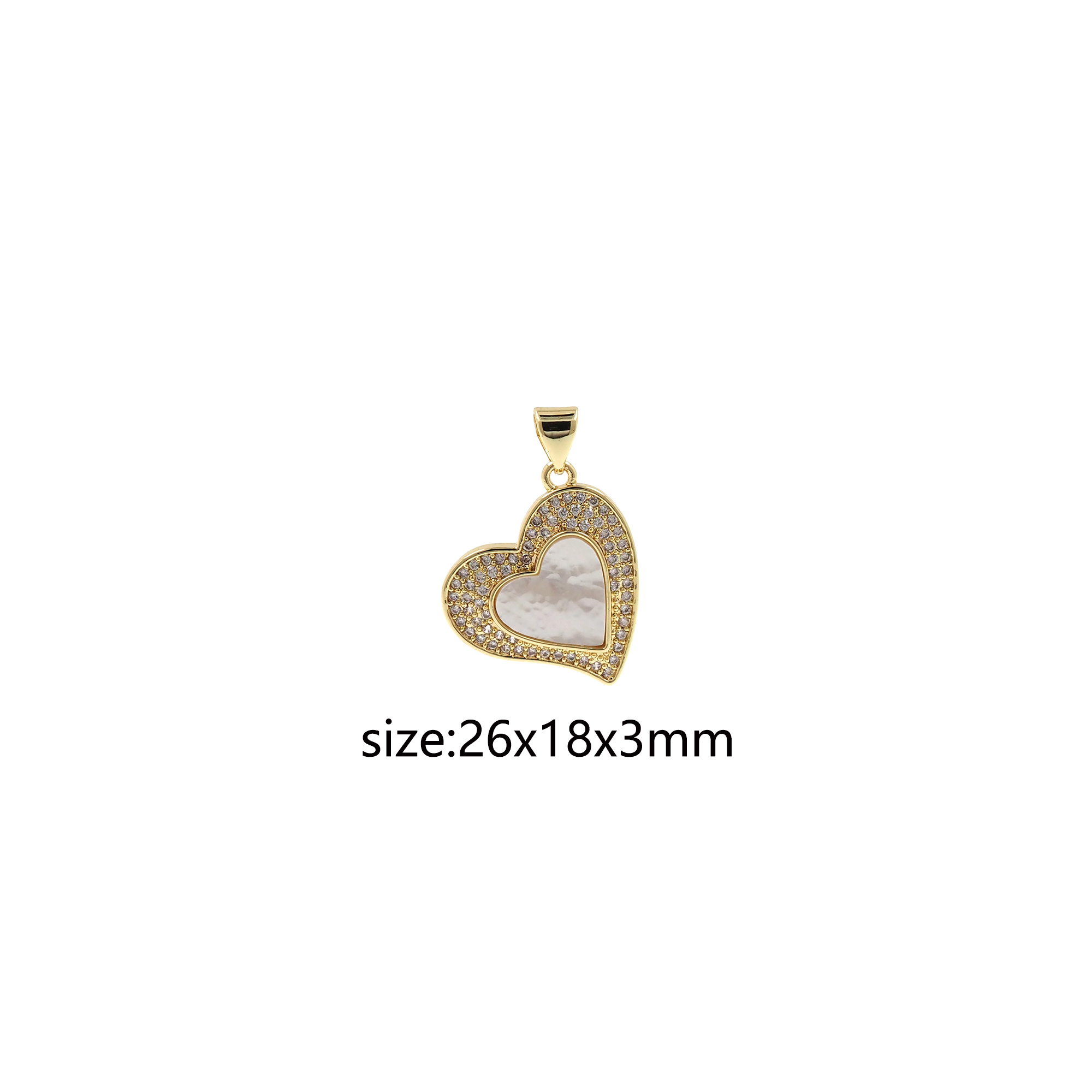 18K Gold Filled Heart Pendant,CZ Micro Pave Heart Charm Earrings Necklace for DIY Jewelry Making Supply