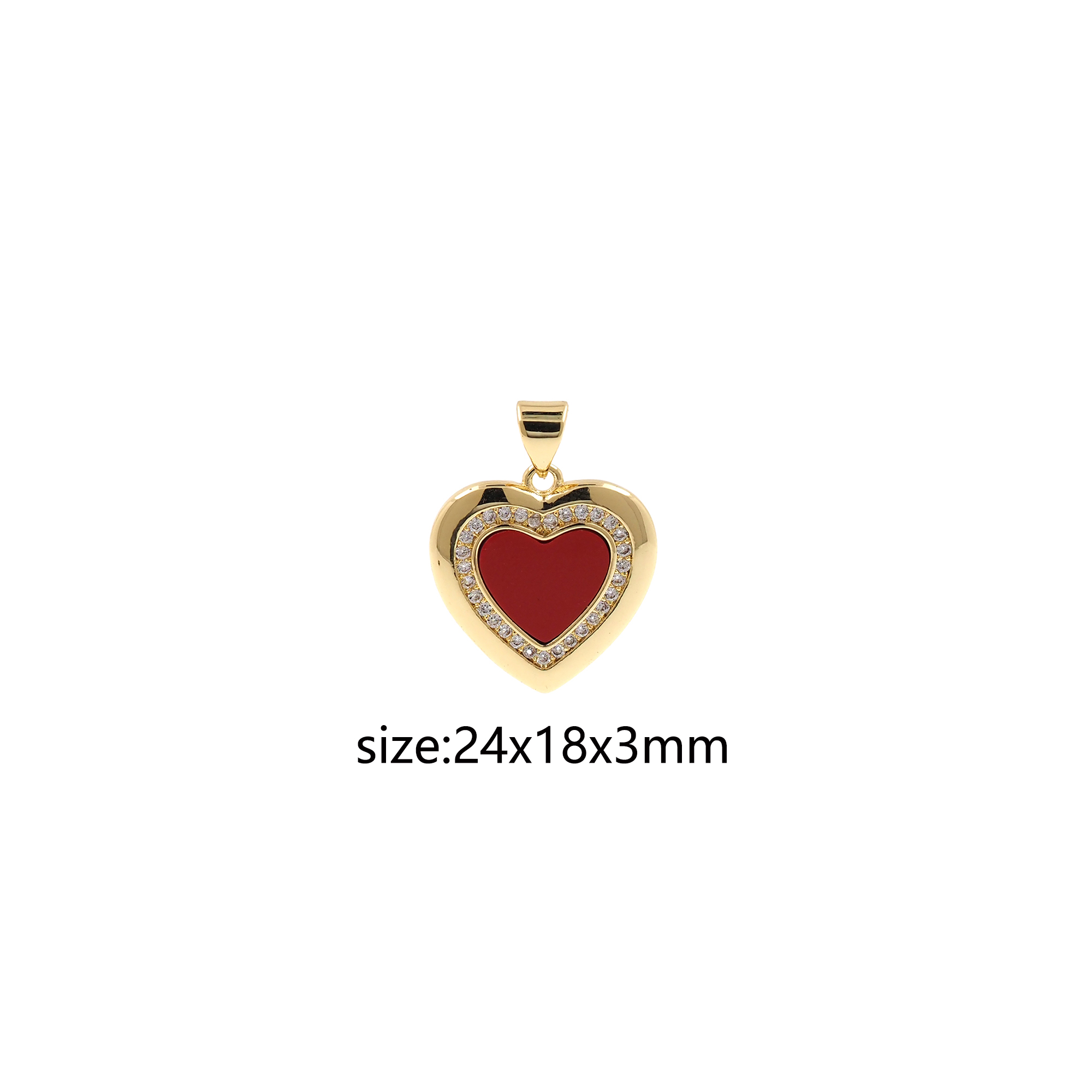 18K Gold Filled Heart Pendant,CZ Micro Pave Heart Charm Earrings Necklace for DIY Jewelry Making Supply