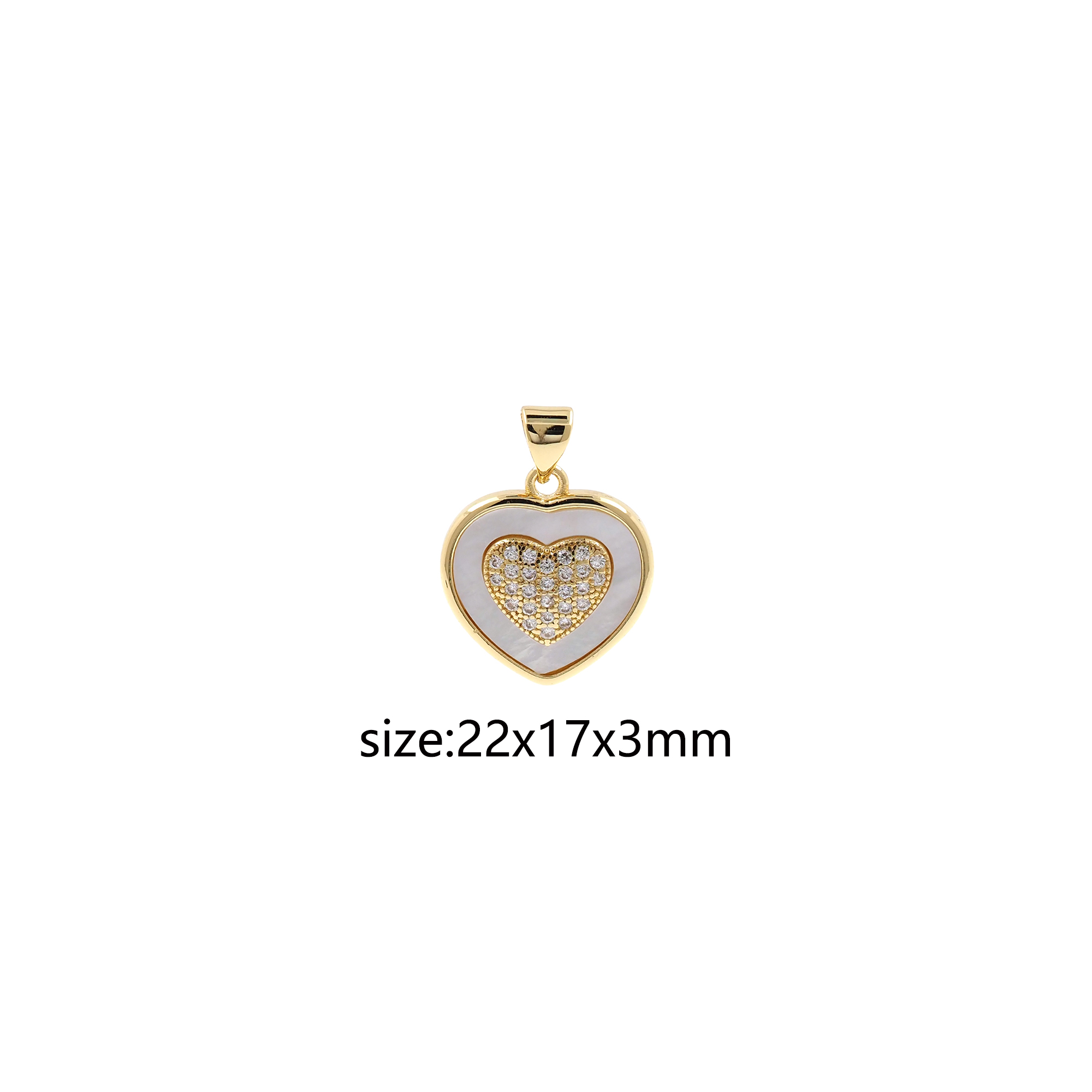 18K Gold Filled Heart Pendant,CZ Micro Pave Heart Charm Earrings Necklace for DIY Jewelry Making Supply