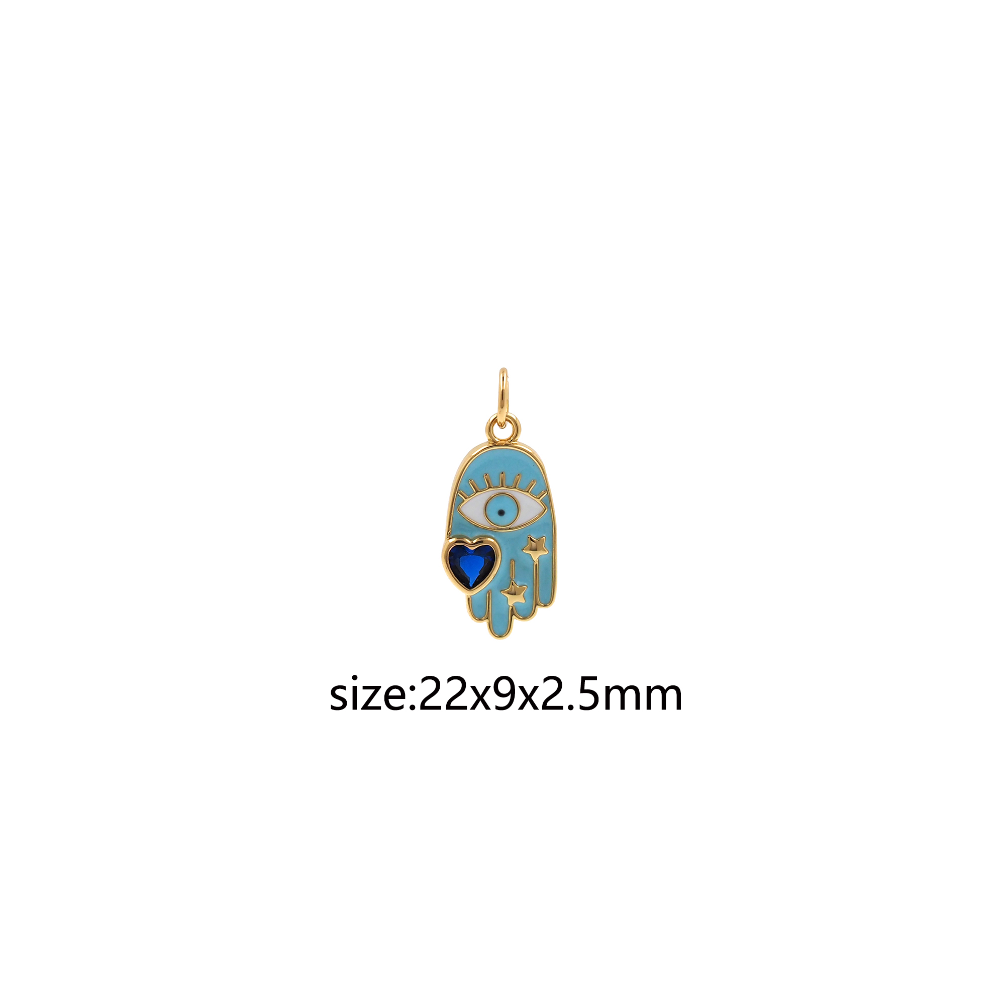 18K Gold Filled Hamsa Pendant,Enamel Amulet Charm Earrings Necklace for DIY Jewelry Making Supply