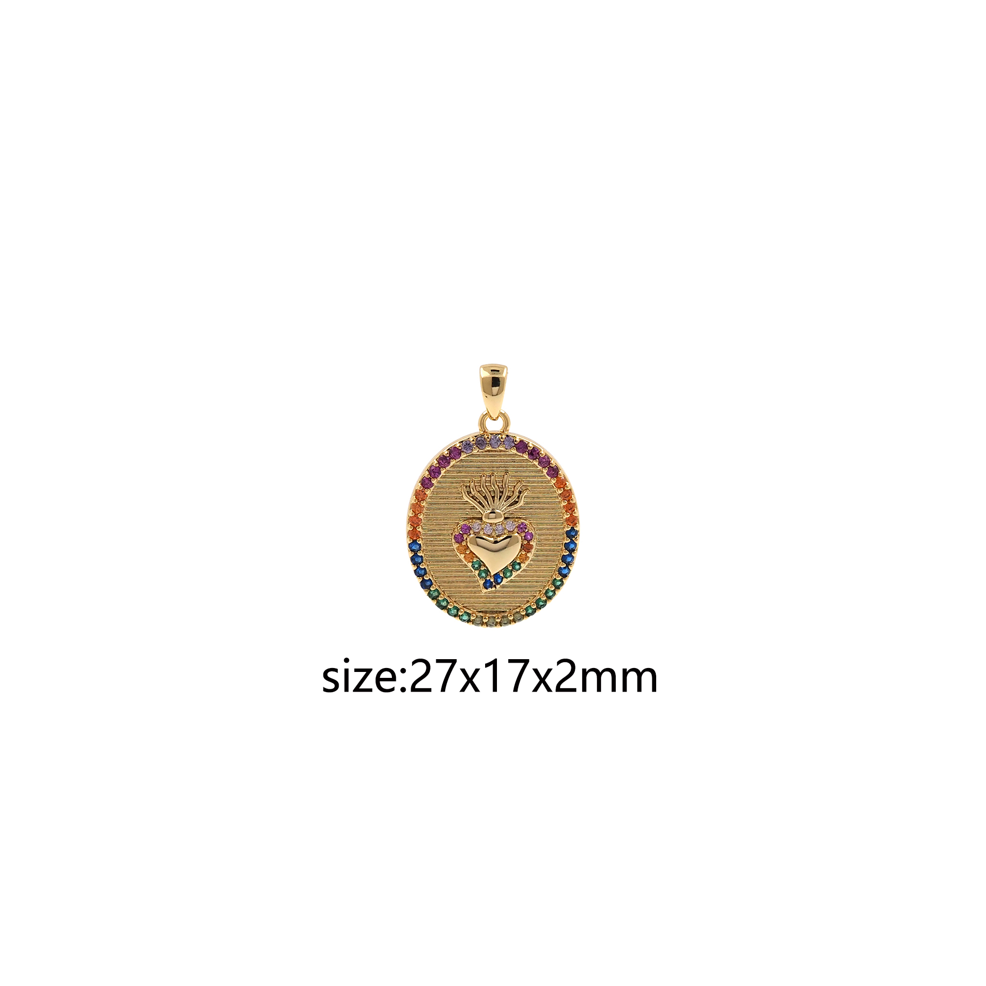 18K Gold Filled Sacred Heart Pendant,CZ Micro Pave Heart Charm Earrings Necklace for DIY Jewelry Making Supply