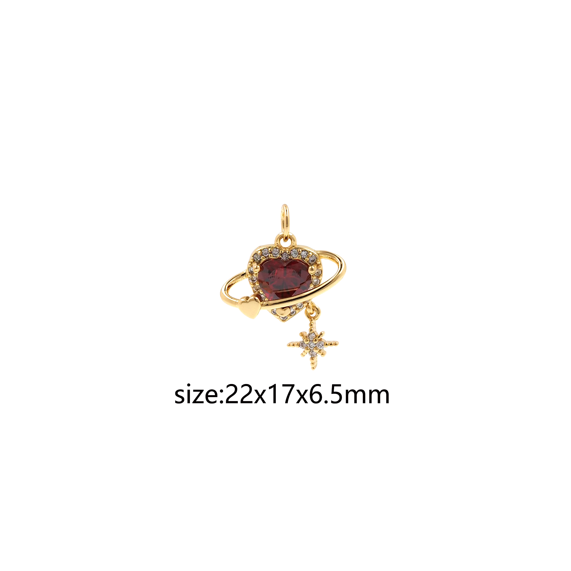 18K Gold Filled Heart Pendant,CZ Micro Pave Heart Charm Earrings Necklace for DIY Jewelry Making Supply