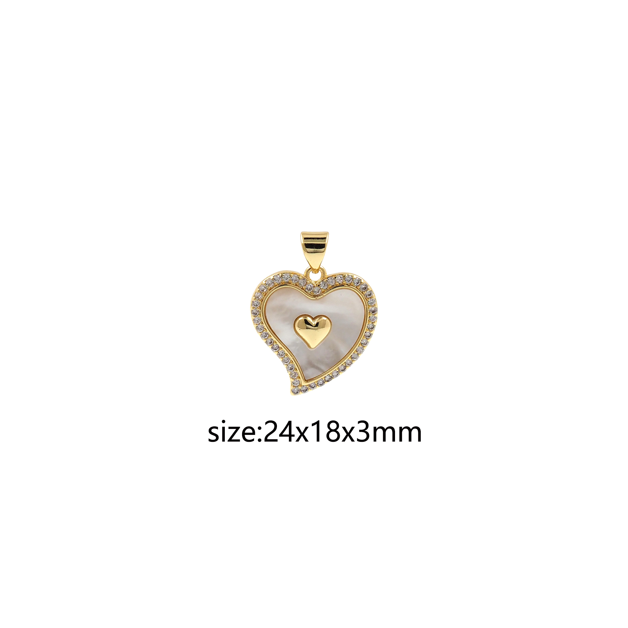 CZ Micro Pave Heart Pendant,18K Gold Filled Heart Charm Earrings Necklace for DIY Jewelry Making Supply