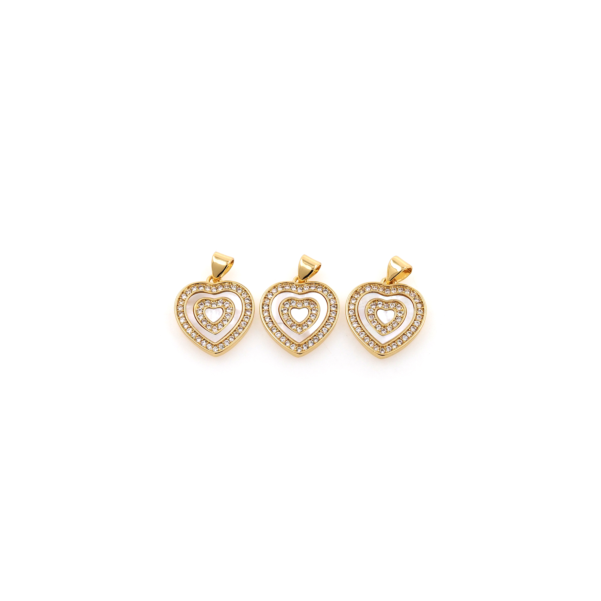18K Gold Filled Heart Pendant,CZ Micro Pave Heart Charm Earrings Necklace for DIY Jewelry Making Supply