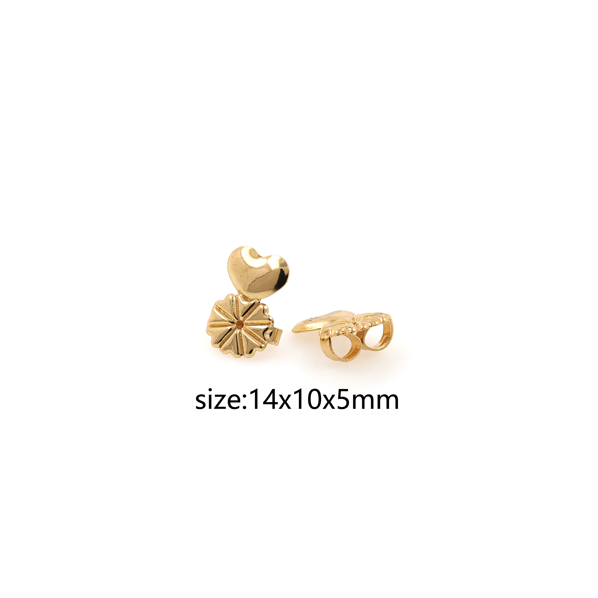 5pcs 18K Gold Filled Heart Spacer Beads,Heart Bead for Bracelet Jewelry Necklace Making Supply
