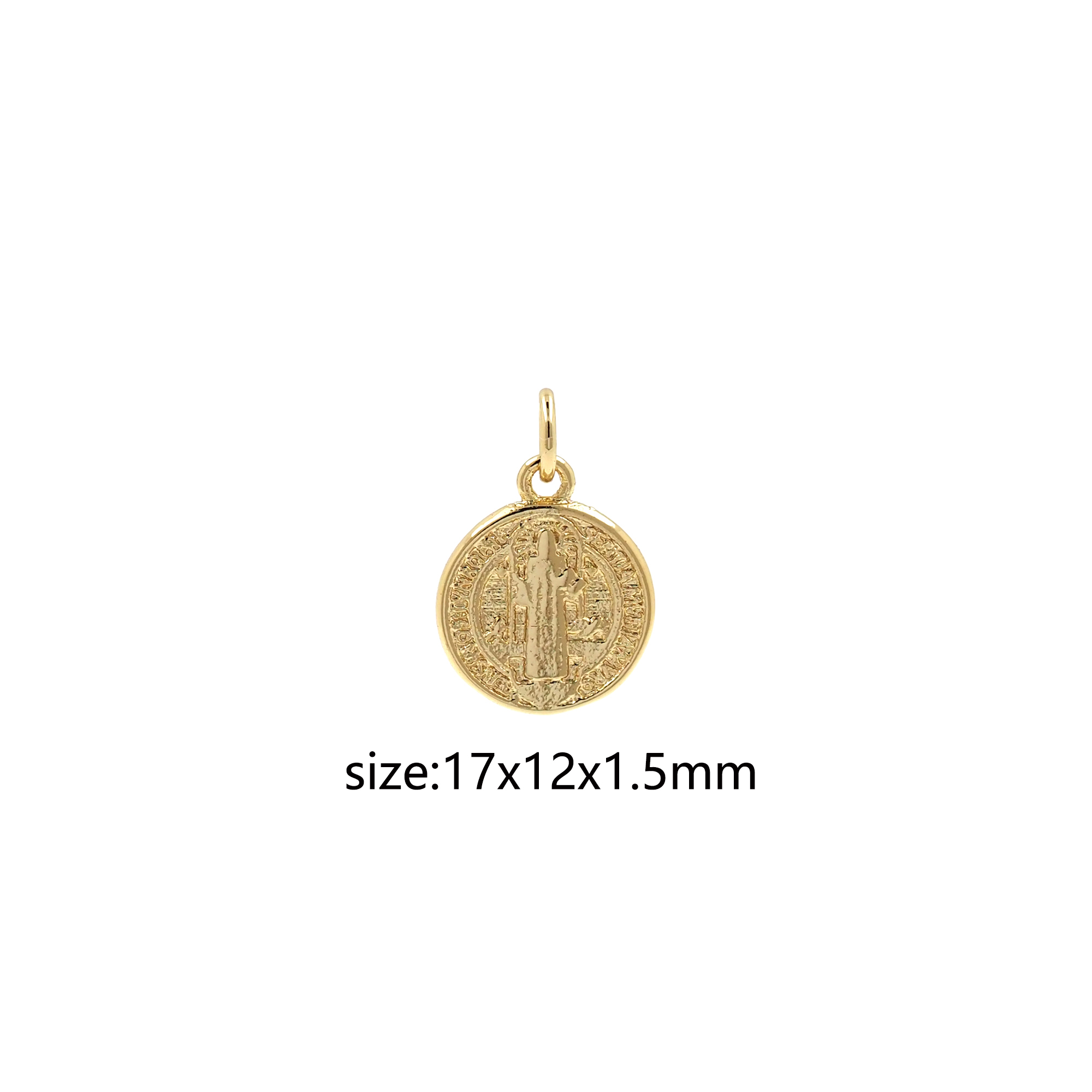 18K Gold Filled Benedict Pendant,Religious Charm Earrings Necklace for DIY Jewelry Making Supply