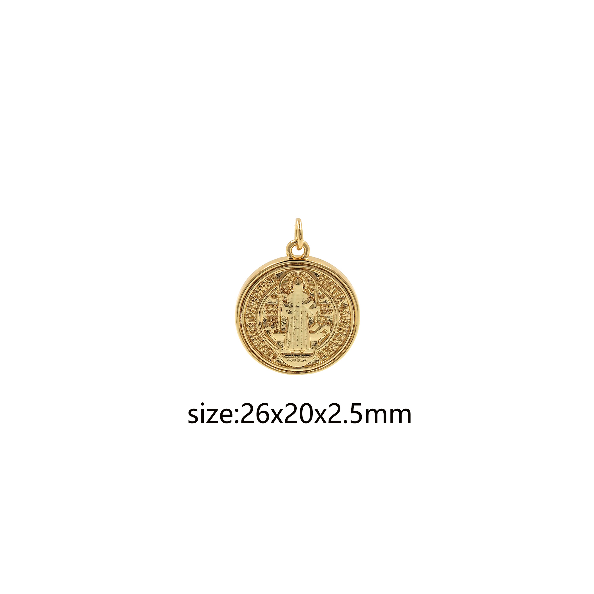 18K Gold Filled Benedict Pendant,Religious Charm Earrings Necklace for DIY Jewelry Making Supply