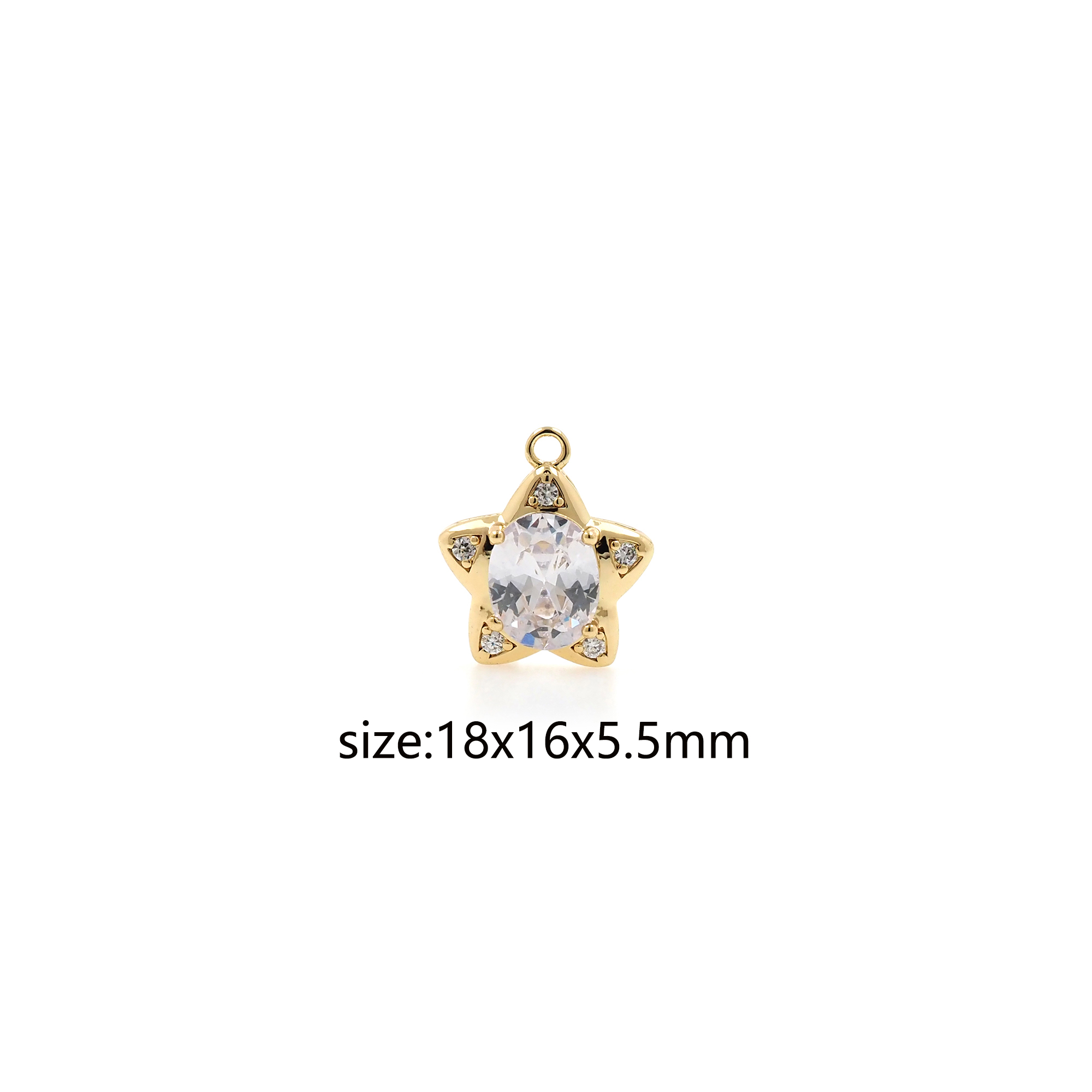 18K Gold Filled Star Pendant,CZ Micro Pave Celestial Charm Earrings Necklace for DIY Jewelry Making Supply