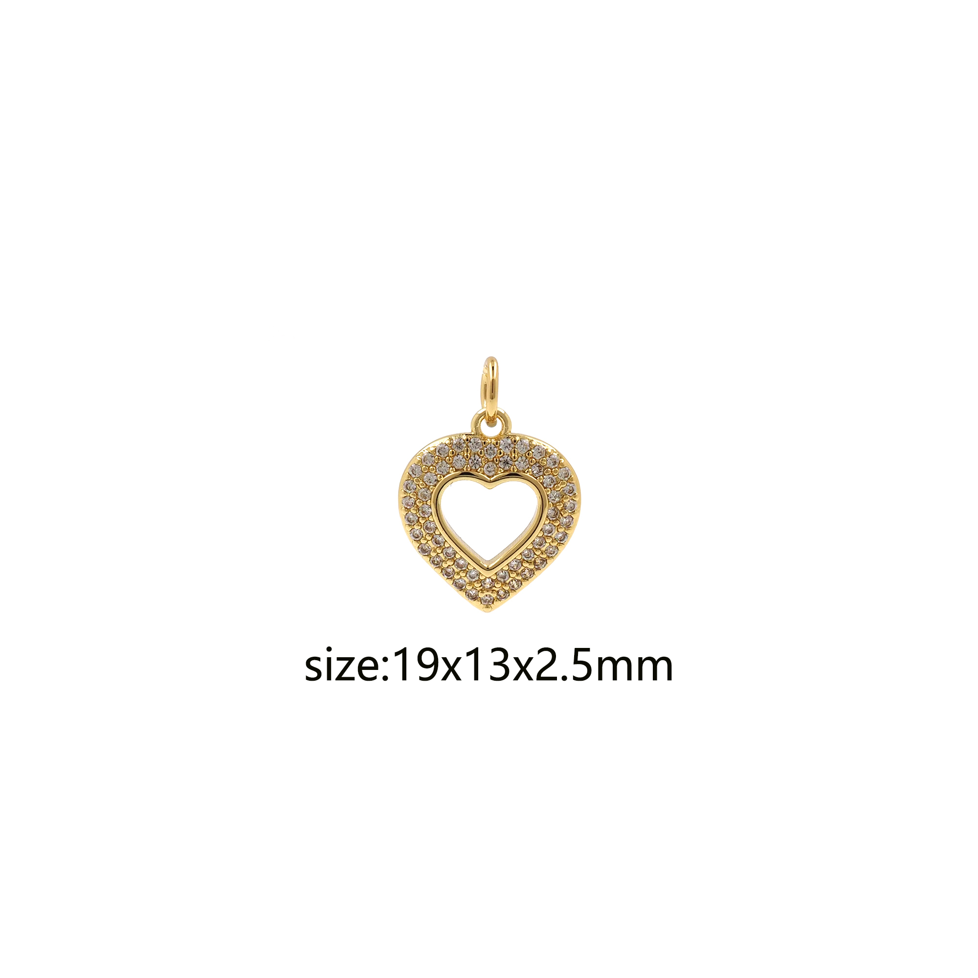 CZ Love Heart Pendant,18K Gold Filled Heart Charm Earrings Necklace for DIY Jewelry Making Supply