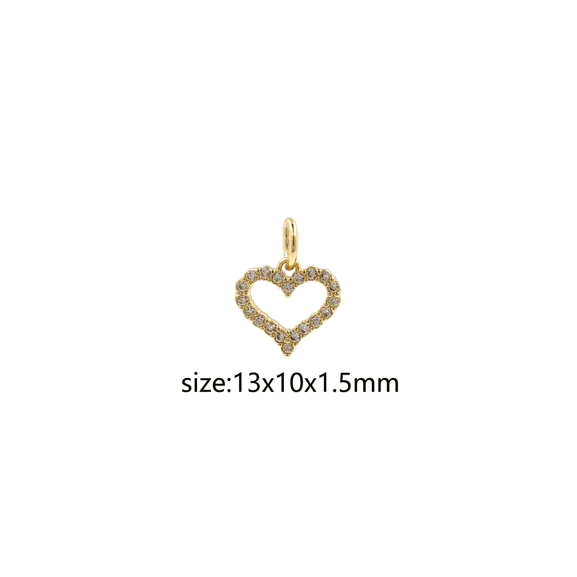 CZ Micro Pave Heart Pendant,18K Gold Filled Heart Charm Earrings Necklace for DIY Jewelry Making Supply