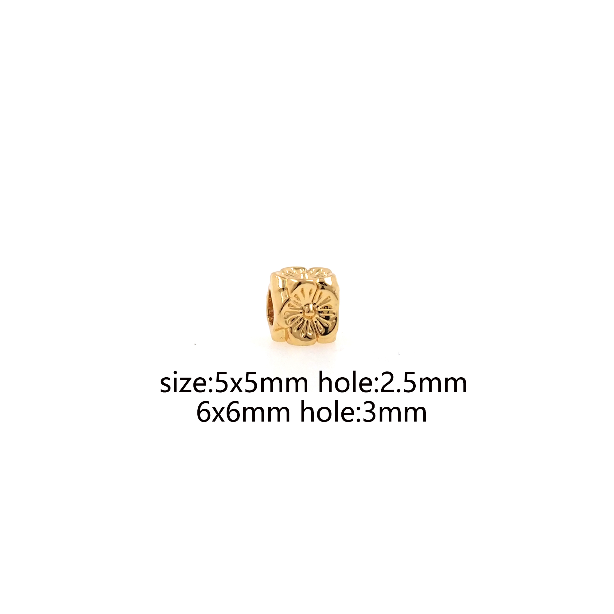 5pcs 18K Gold Filled Flower Spacer Beads,Floral Bead for Bracelet Jewelry Necklace Making Supply