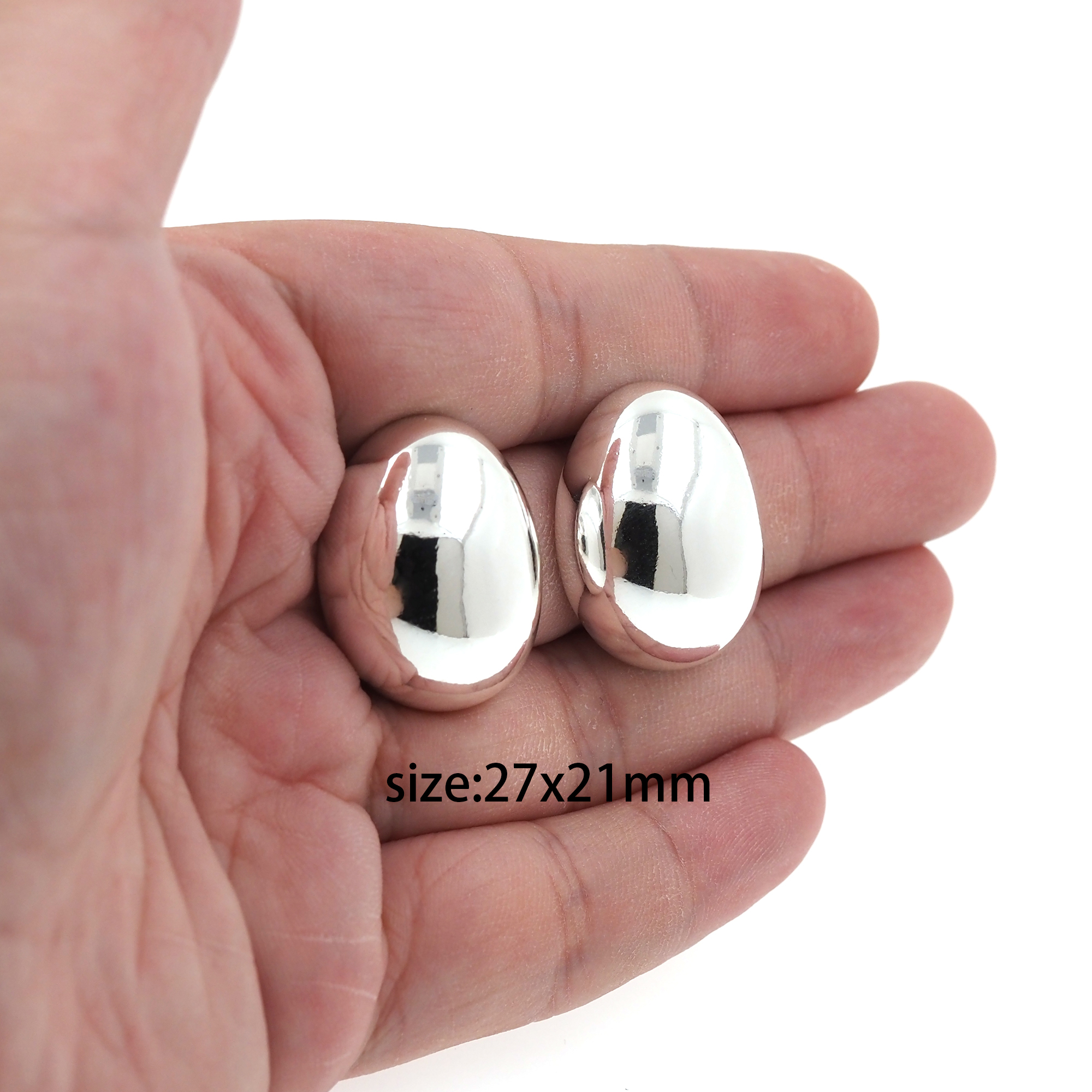 Silver Oval Stud Earrings,Oval Earrings,Dainty Earrings,Minimalist Earring,Gift for Wife