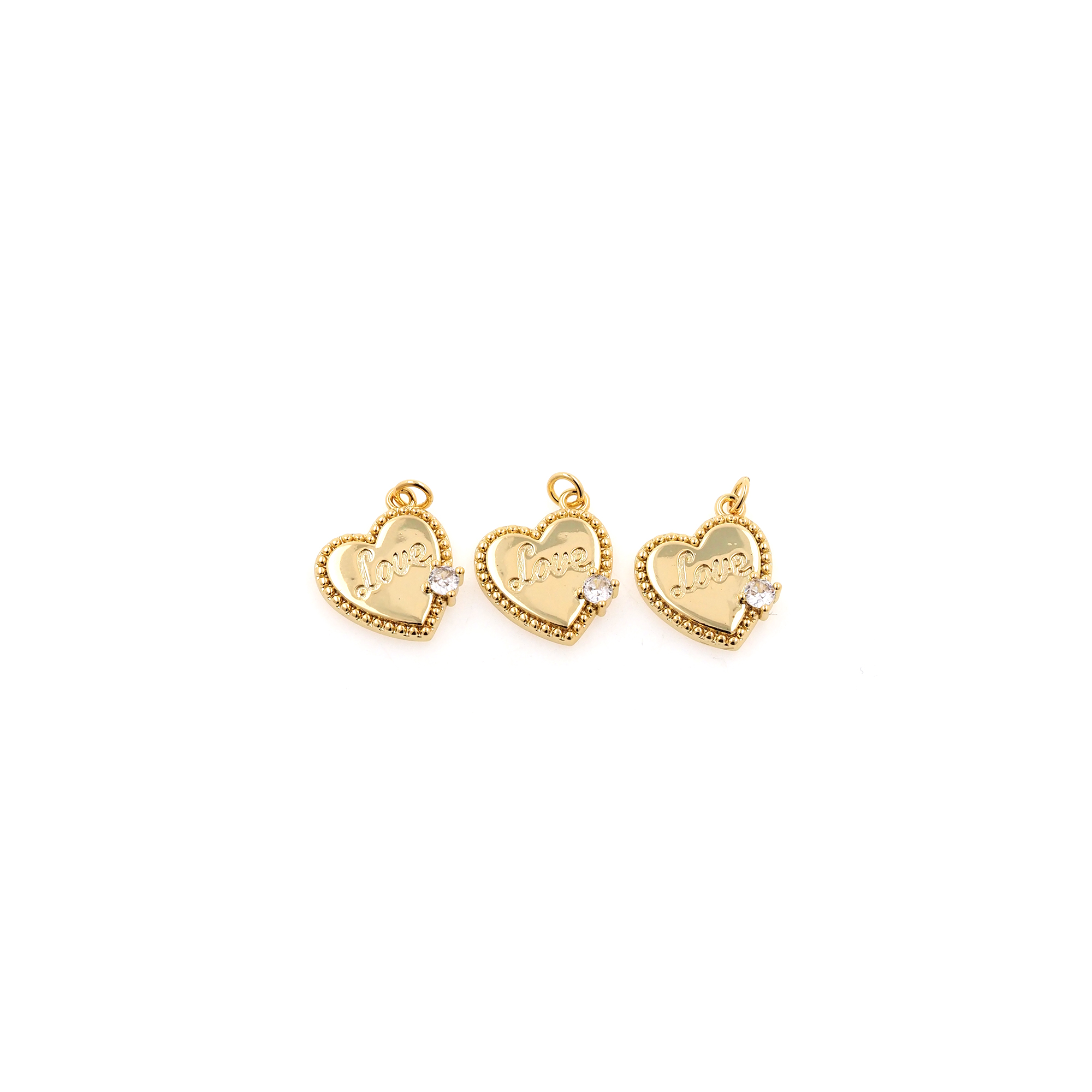 18K Gold Filled Heart Pendant,CZ Micro Pave Love Heart Charm Earrings Necklace for DIY Jewelry Making Supply