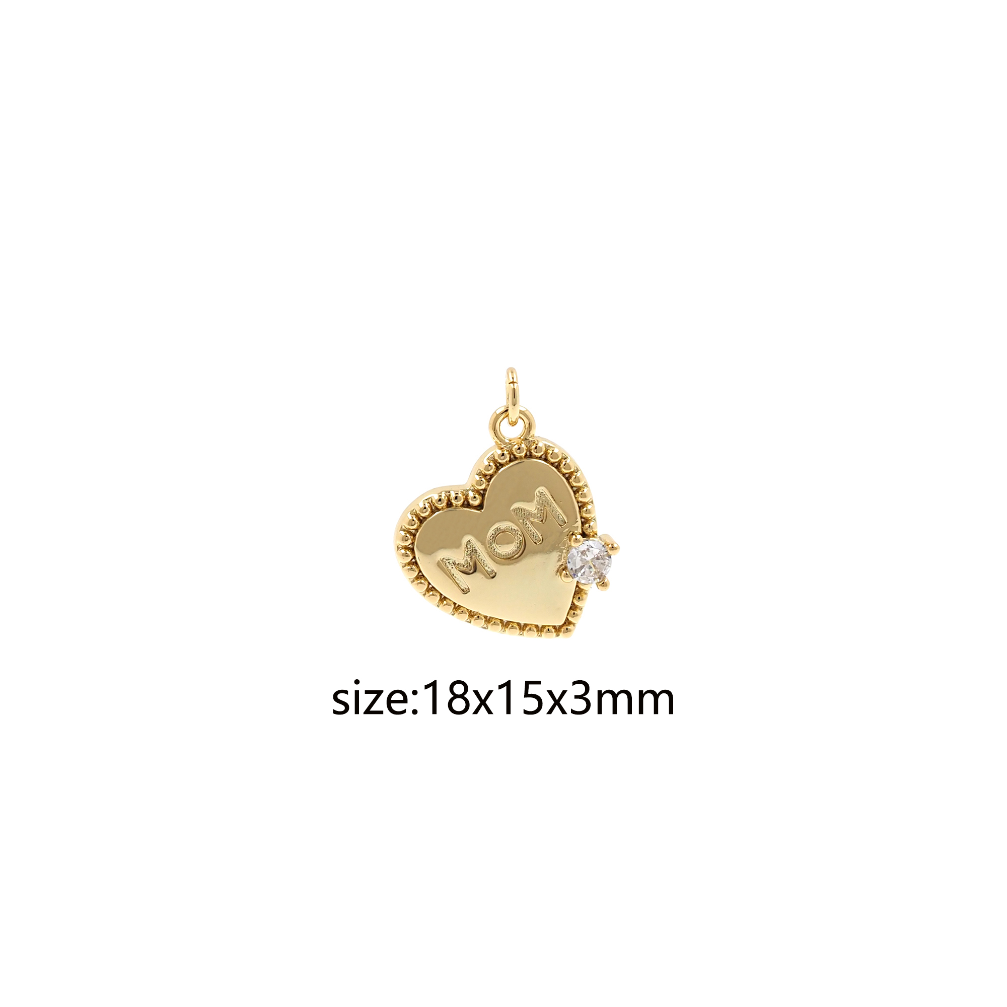 18K Gold Filled Mom Pendant,Heart Mom Charm Earrings Necklace for DIY Jewelry Making Supply