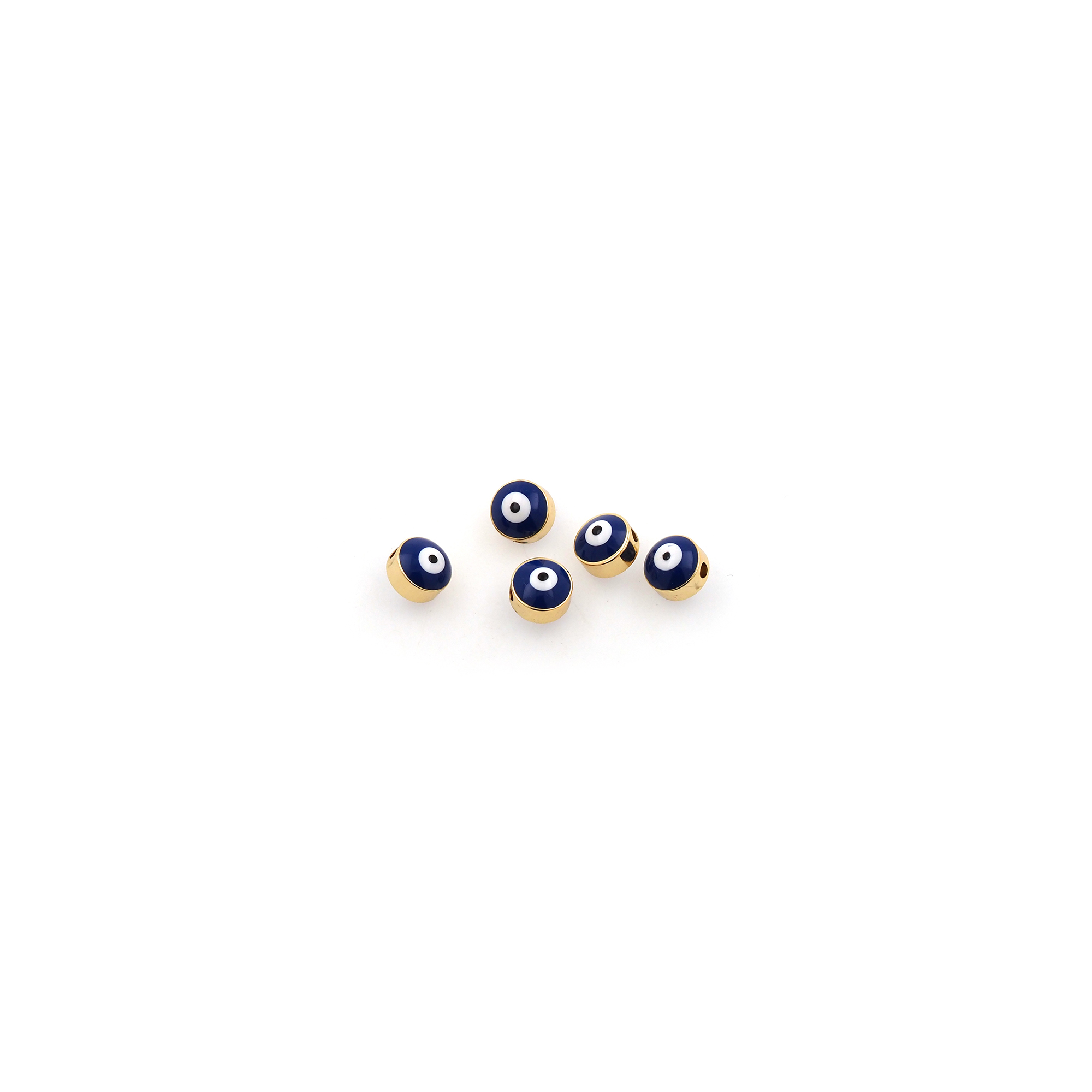 18K Gold Filled Evil Eye Spacer Beads,Enamel Evil Eye Bead for Bracelet Jewelry Necklace Making Supply