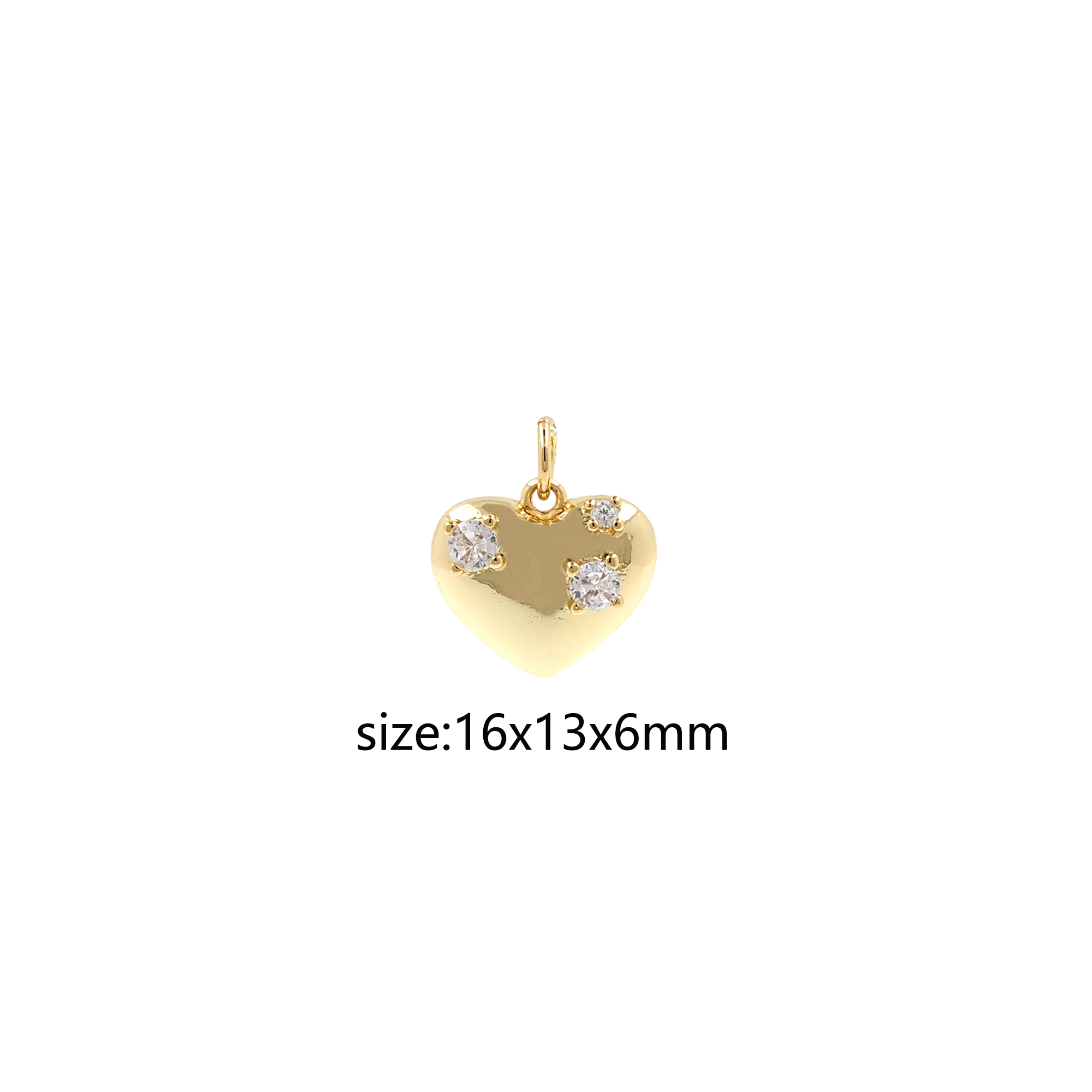 18K Gold Filled Heart Pendant,CZ Micro Pave Heart Charm Earrings Necklace for DIY Jewelry Making Supply
