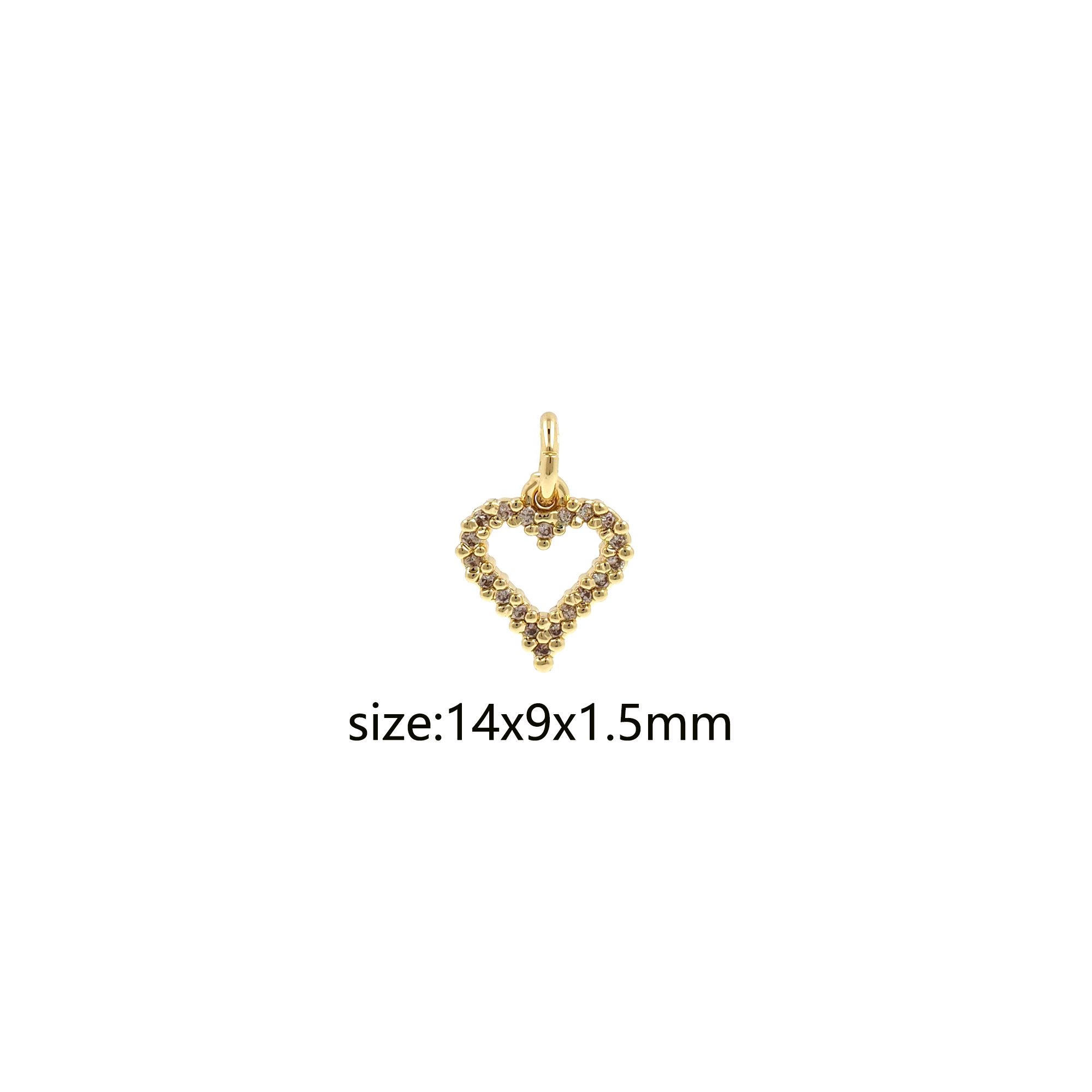 CZ Micro Pave Heart Pendant,18K Gold Filled Heart Charm Earrings Necklace for DIY Jewelry Making Supply
