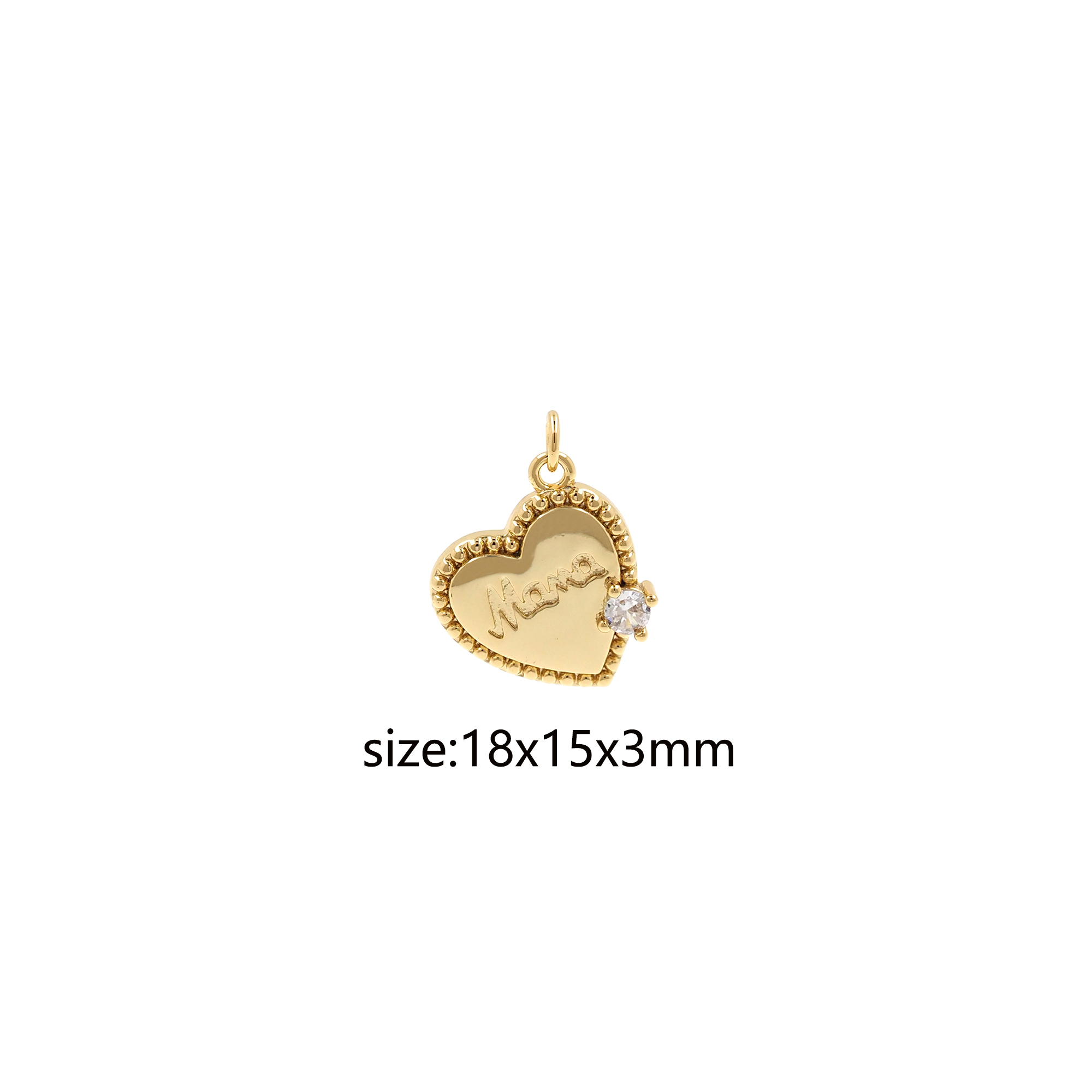 18K Gold Filled Mama Pendant,Heart Mama Charm Earrings Necklace for DIY Jewelry Making Supply