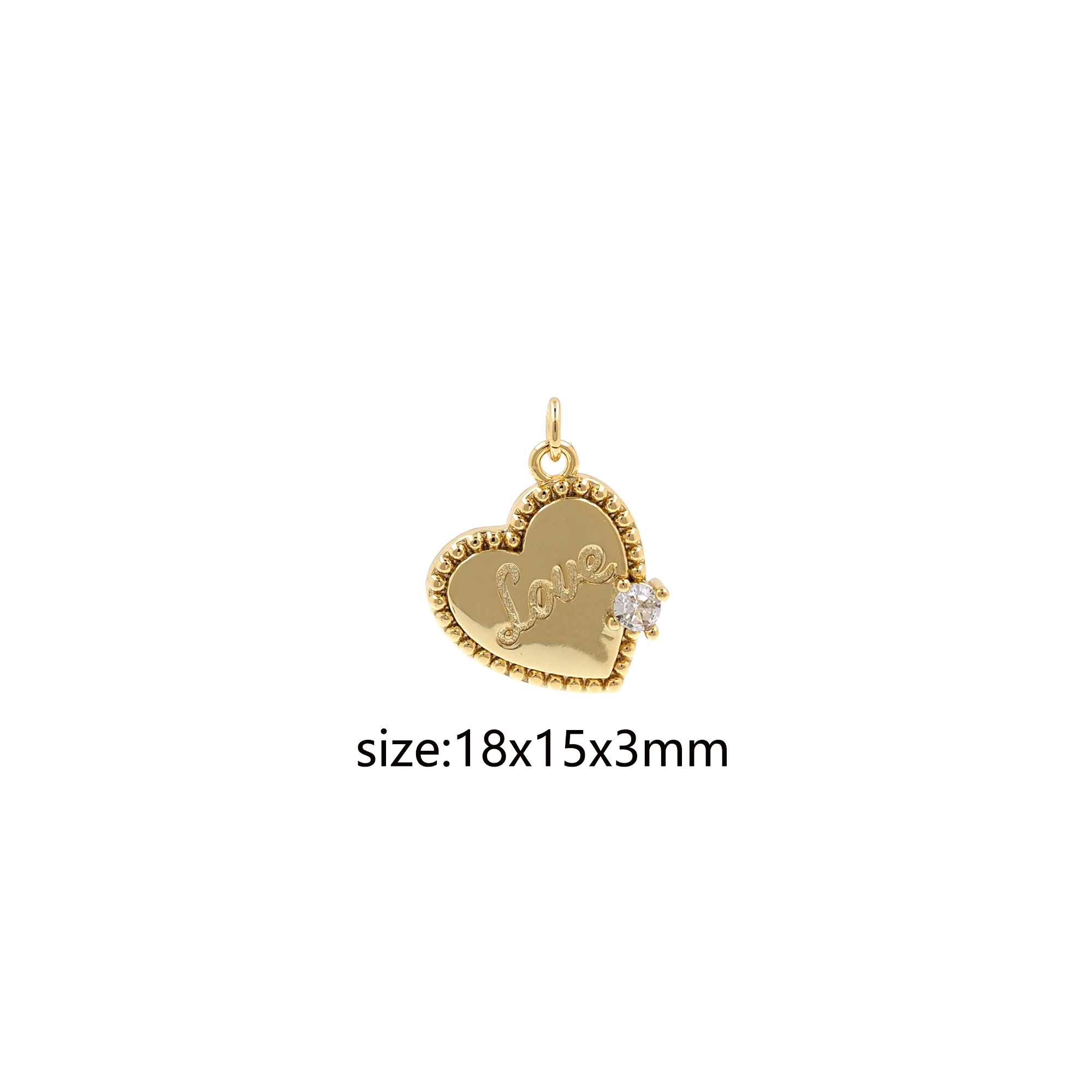 18K Gold Filled Heart Pendant,CZ Micro Pave Love Heart Charm Earrings Necklace for DIY Jewelry Making Supply