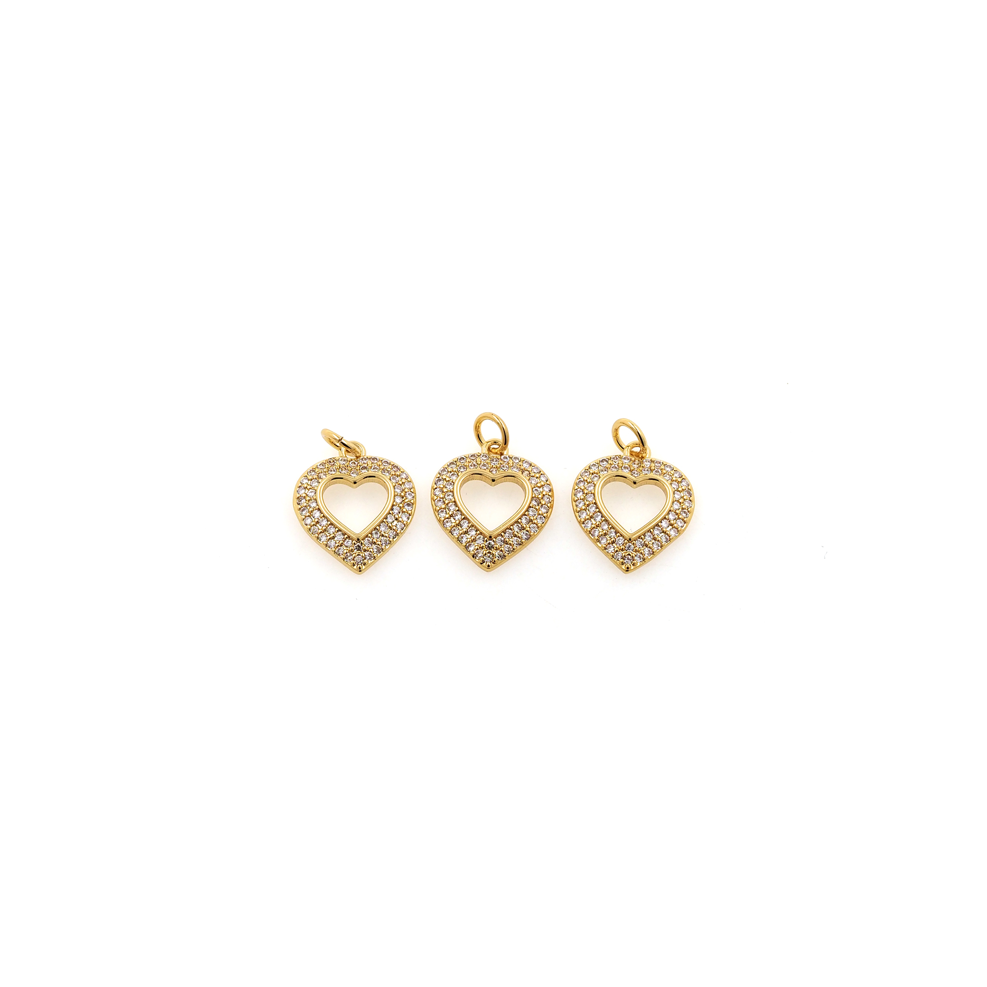 CZ Love Heart Pendant,18K Gold Filled Heart Charm Earrings Necklace for DIY Jewelry Making Supply