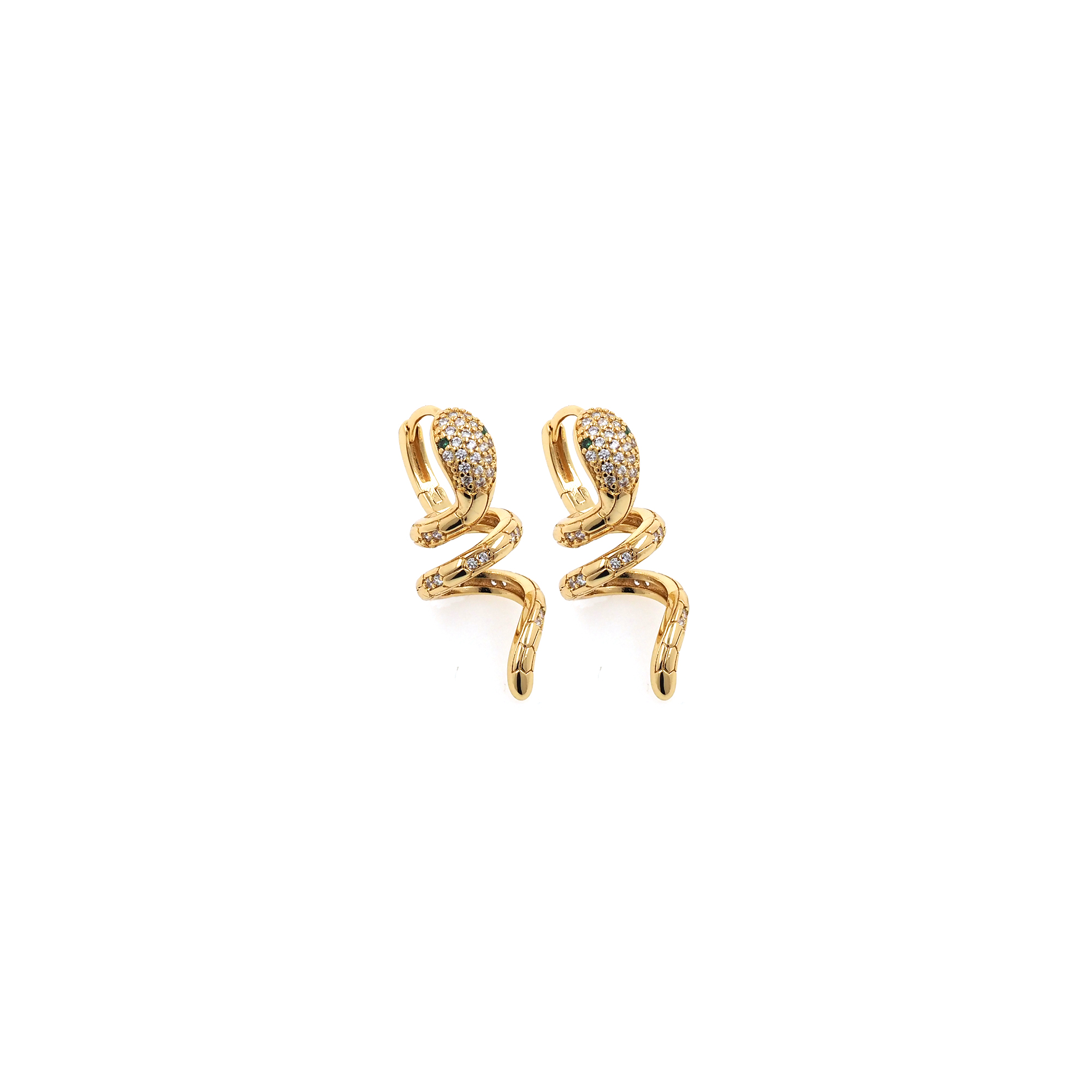 18K Gold Filled Snake Earrings,CZ Hoops,Dainty Snake Hoops,Minimalist Earrings,Gold Hoops