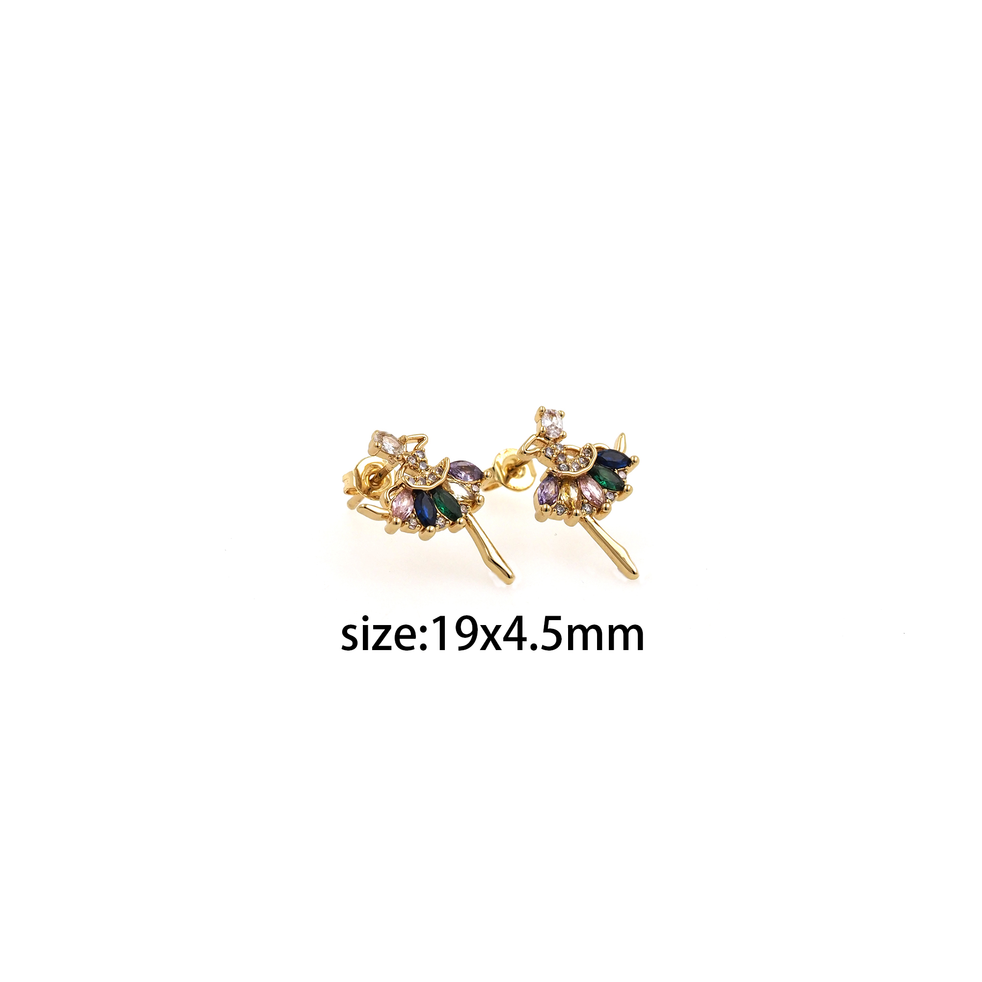 18K Gold Filled Dancer Stud,CZ Micro Pave Ballet Earrings,Dainty Earrings,Minimalist Earring,Gift for Wife
