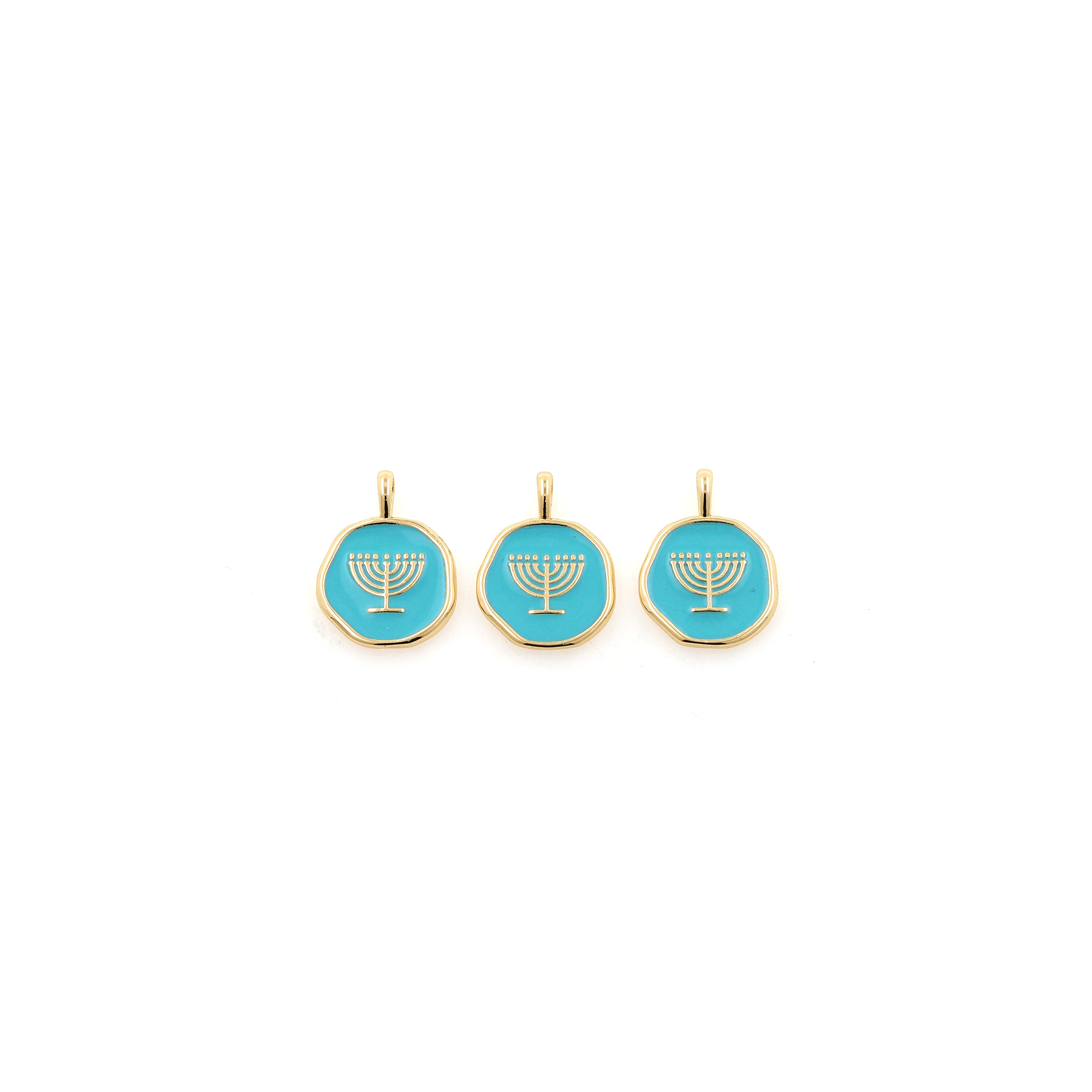 18K Gold Filled Geometric Pendant,Enamel Geometric Charm Earrings Necklace for DIY Jewelry Making Supply