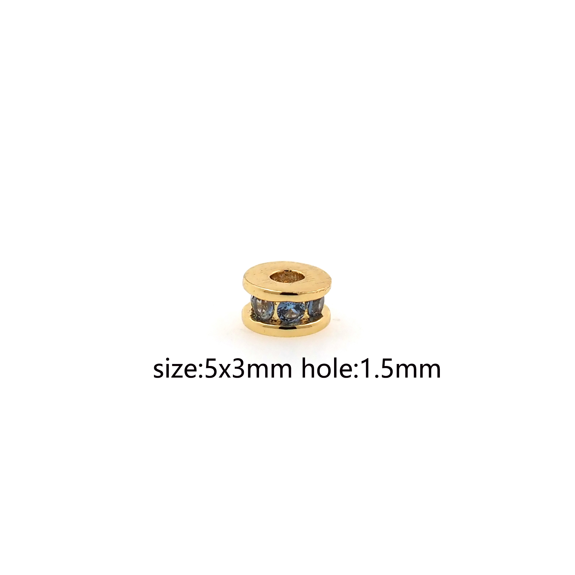 18K Gold Filled Round Spacer Beads,Flat Beads,CZ Micor Pave Round Bead for Bracelet Jewelry Necklace Making Supply